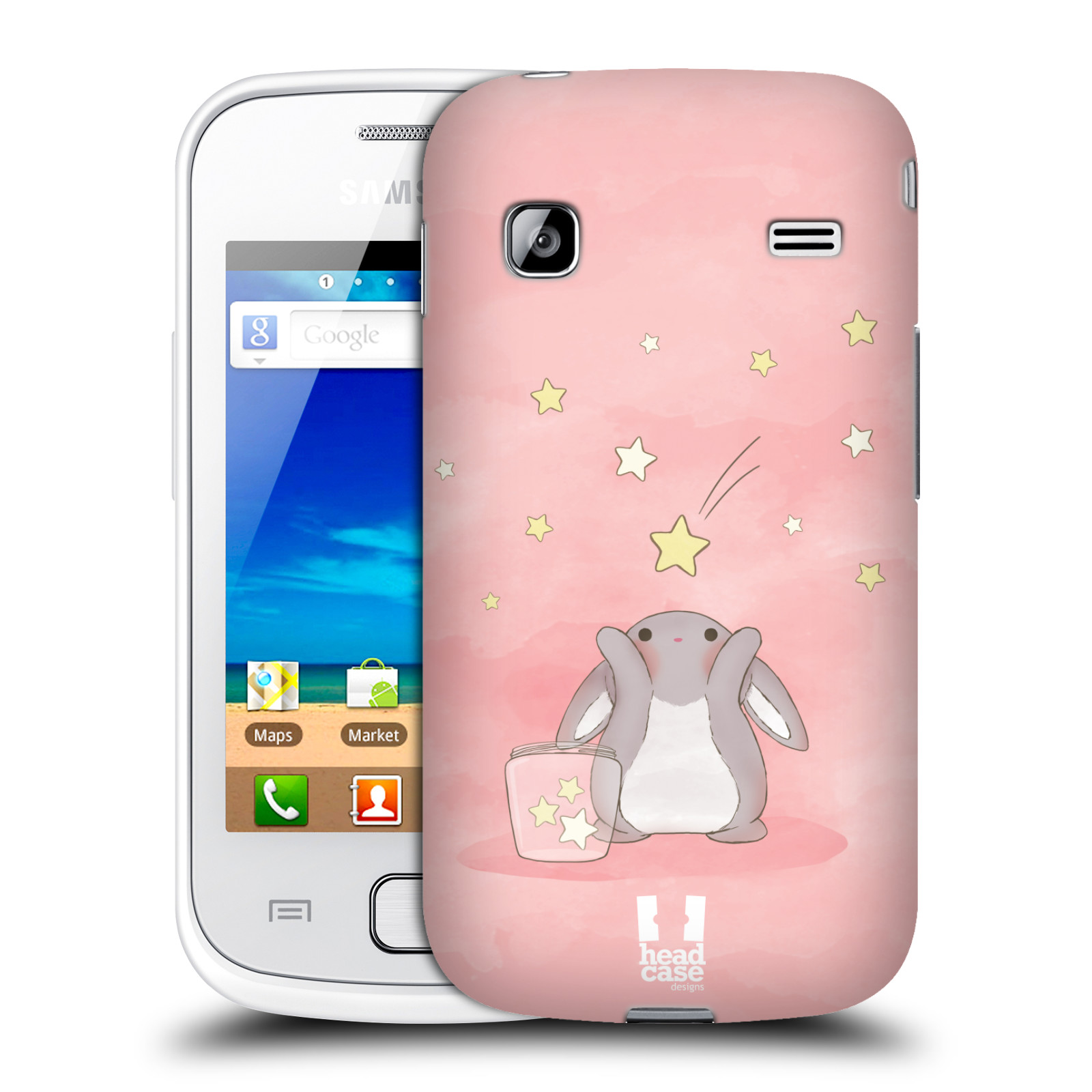 HEAD CASE plastový obal na mobil SAMSUNG GALAXY GIO (S5660) vzor králíček a hvězdy růžová