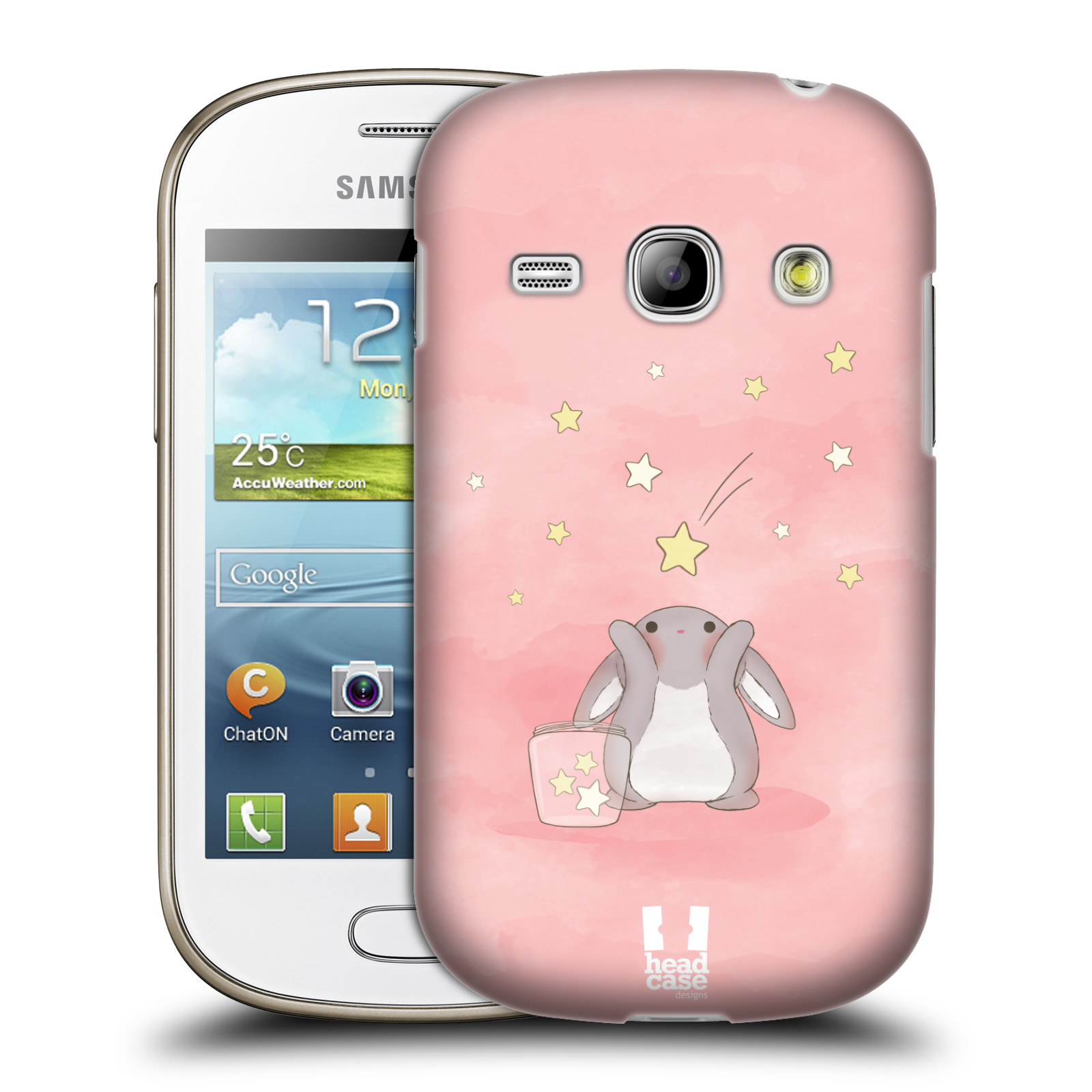 HEAD CASE plastový obal na mobil SAMSUNG GALAXY FAME (S6810) vzor králíček a hvězdy růžová