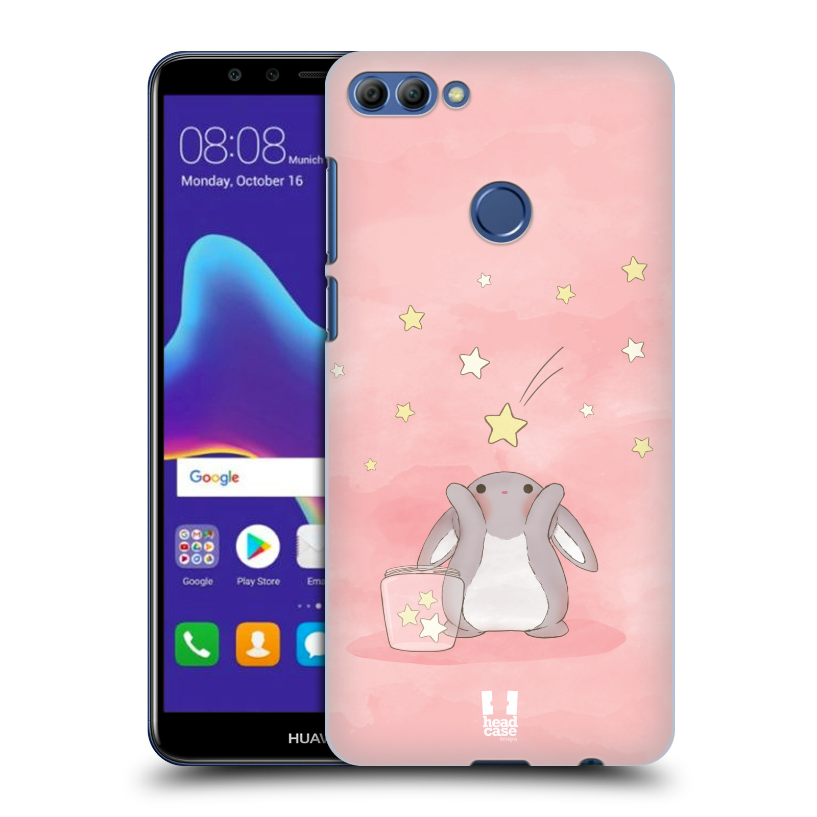 HEAD CASE plastový obal na mobil Huawei Y9 2018 vzor králíček a hvězdy růžová
