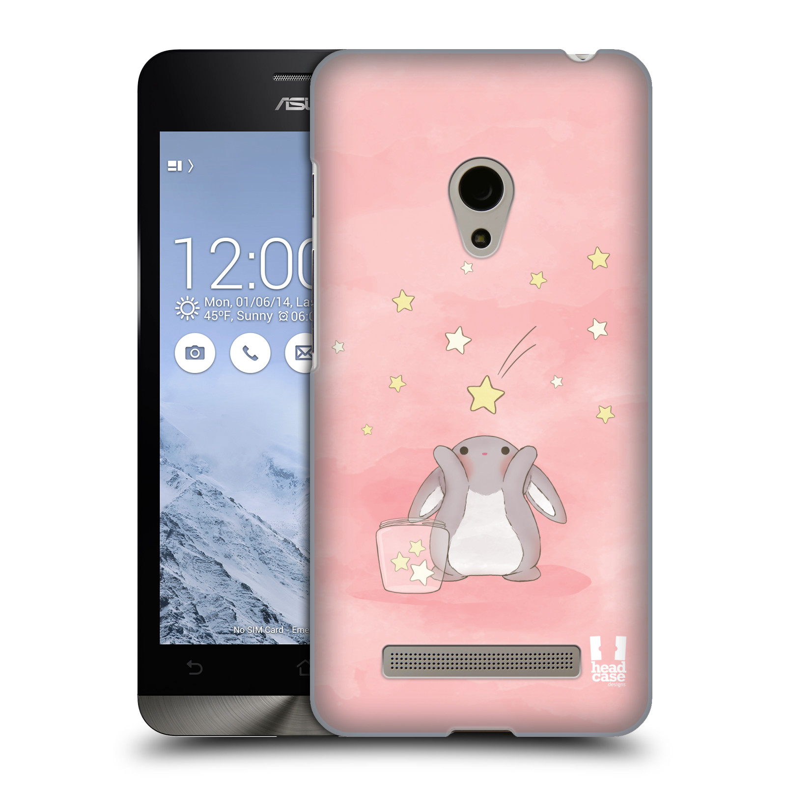 HEAD CASE plastový obal na mobil Asus Zenfone 5 vzor králíček a hvězdy růžová