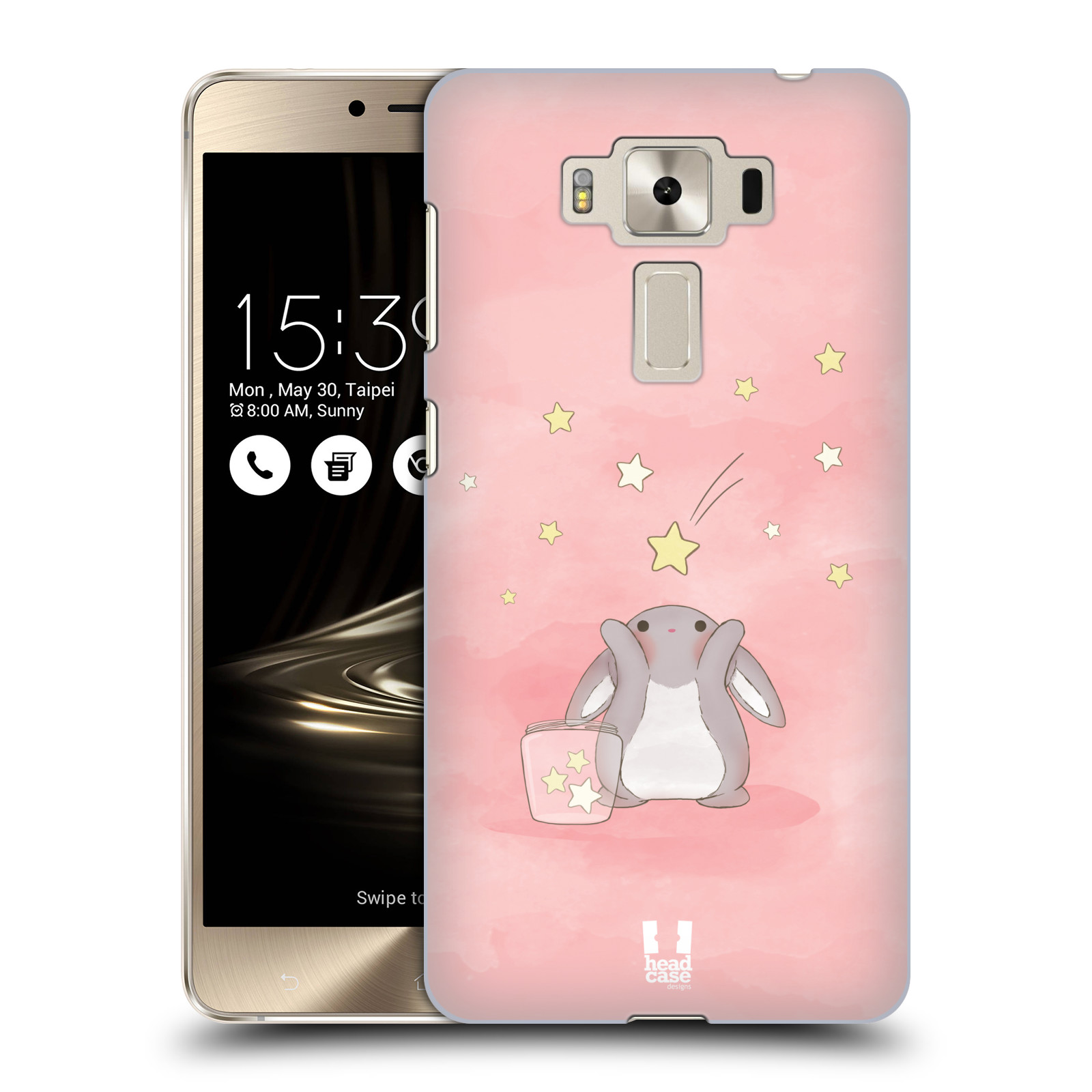 HEAD CASE plastový obal na mobil Asus Zenfone 3 DELUXE ZS550KL vzor králíček a hvězdy růžová