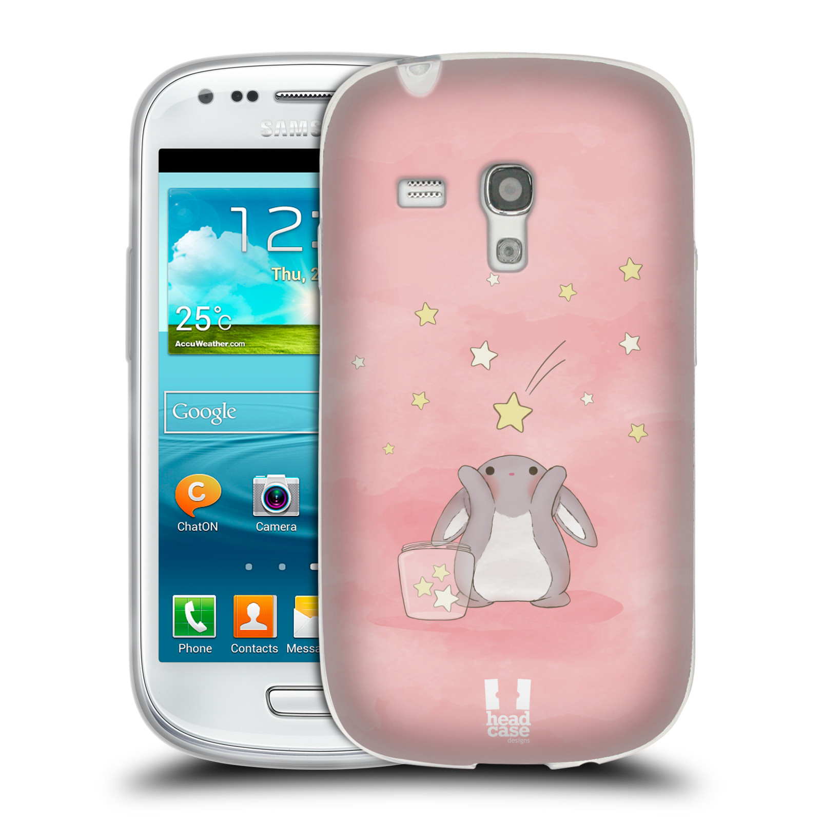 HEAD CASE silikonový obal na mobil Samsung Galaxy S3 MINI i8190 vzor králíček a hvězdy růžová