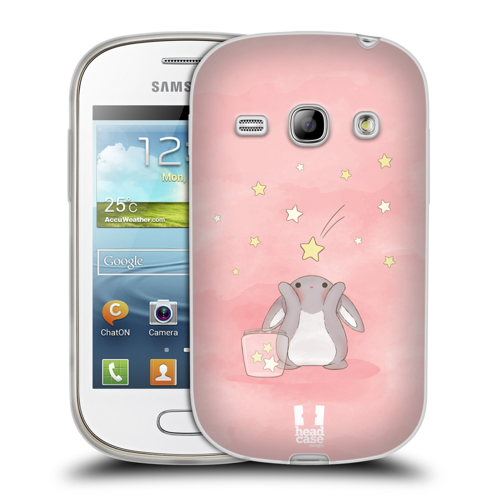HEAD CASE silikonový obal na mobil Samsung Galaxy FAME vzor králíček a hvězdy růžová