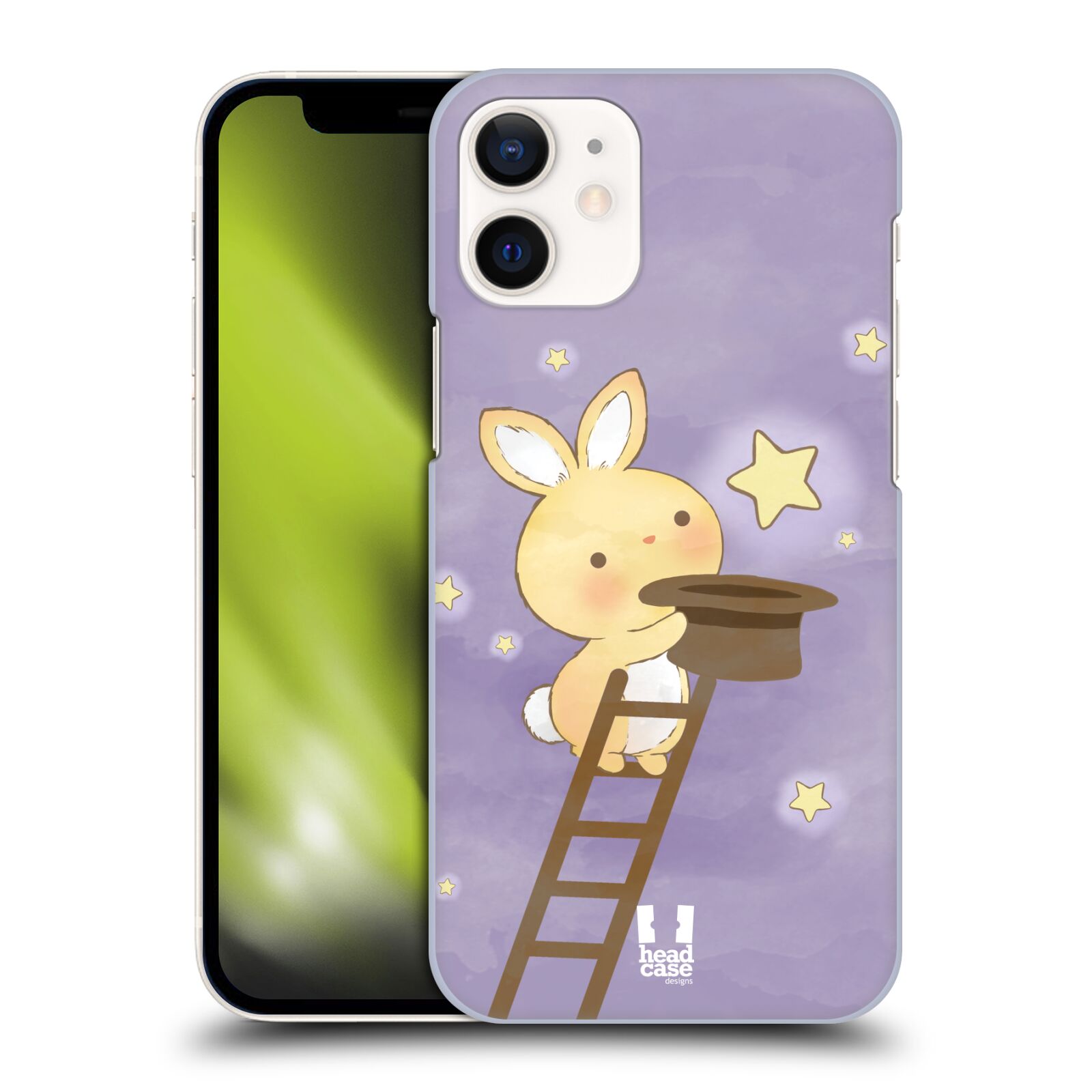 Plastový obal na mobil Apple Iphone 12 MINI vzor králíček a hvězdy fialová