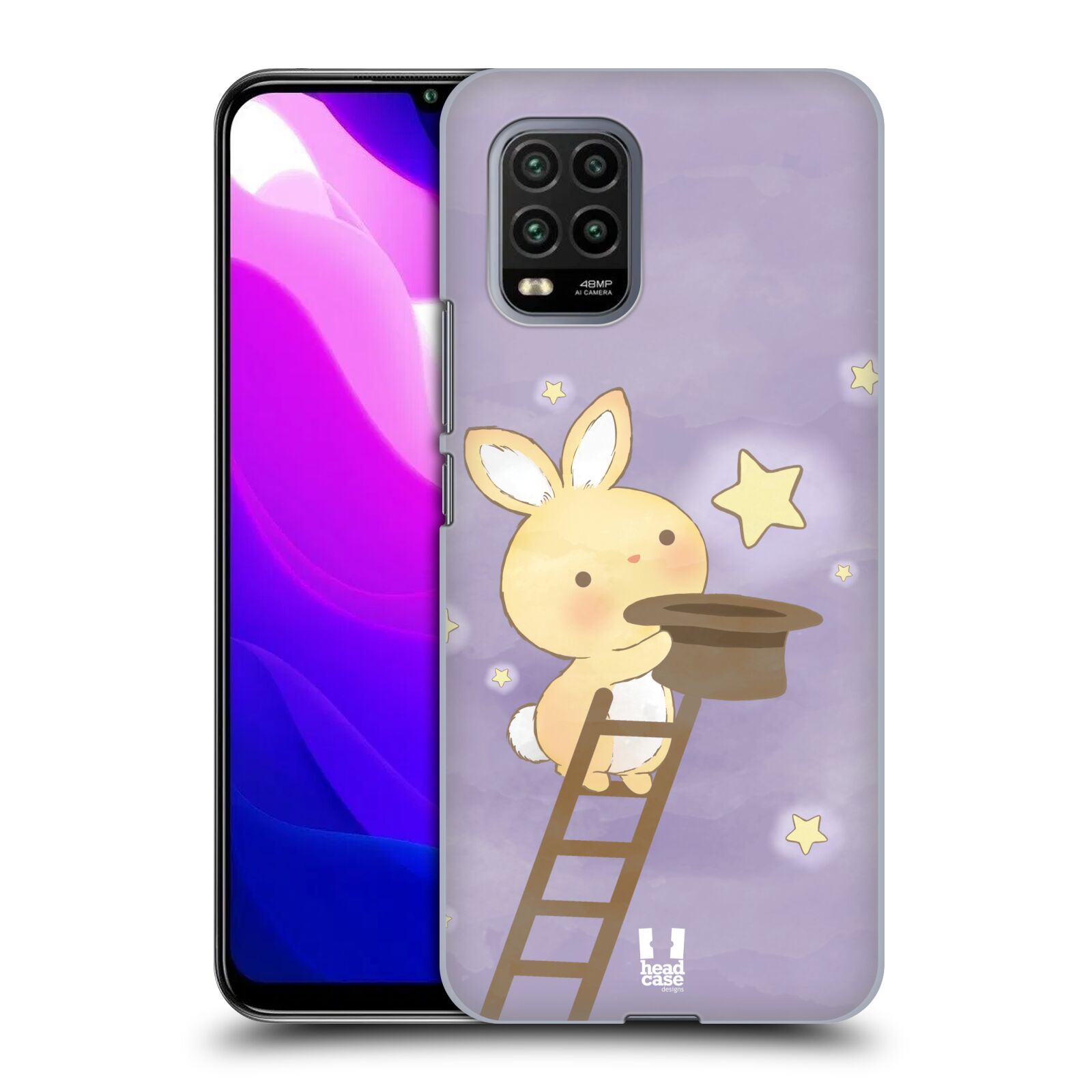 Zadní kryt, obal na mobil Xiaomi Mi 10 LITE vzor králíček a hvězdy fialová