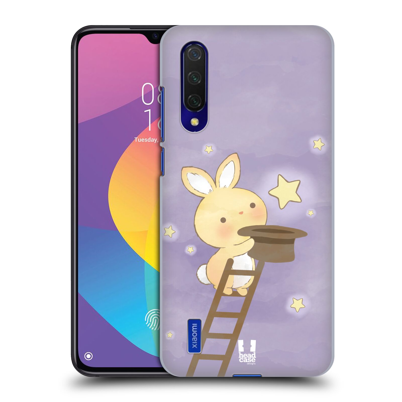 Zadní kryt na mobil Xiaomi MI 9 LITE vzor králíček a hvězdy fialová