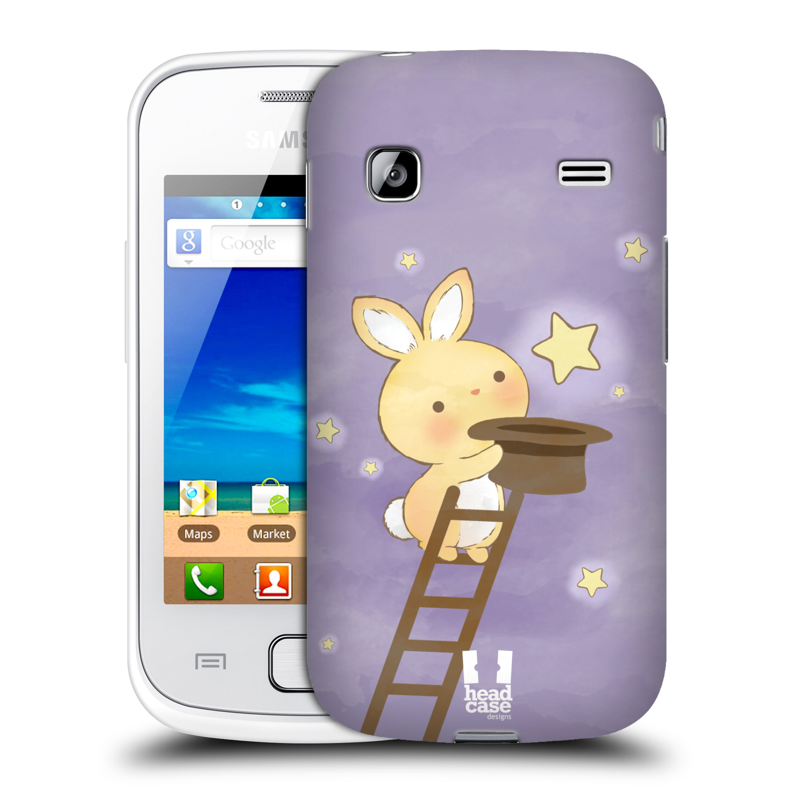 HEAD CASE plastový obal na mobil SAMSUNG GALAXY GIO (S5660) vzor králíček a hvězdy fialová