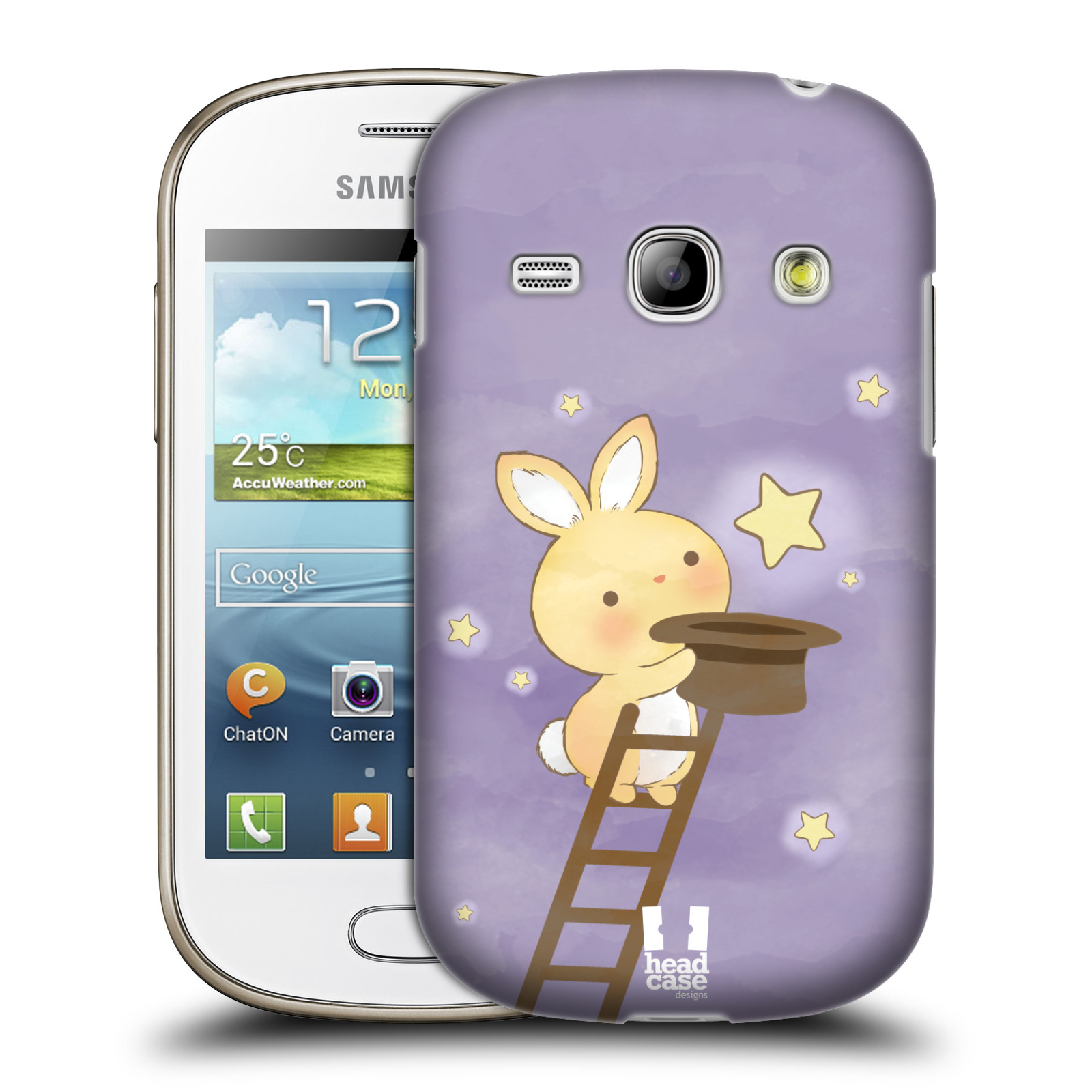 HEAD CASE plastový obal na mobil SAMSUNG GALAXY FAME (S6810) vzor králíček a hvězdy fialová