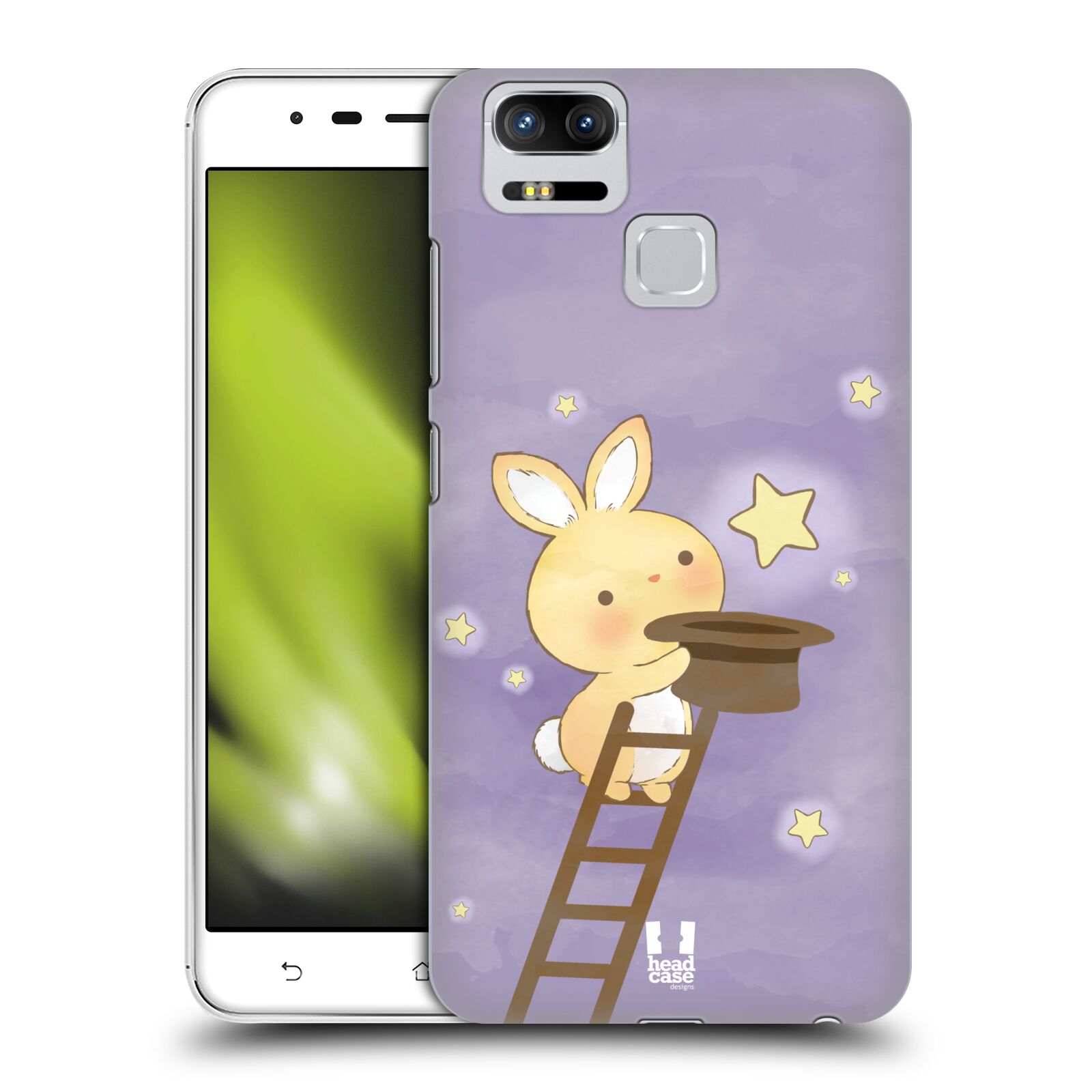 HEAD CASE plastový obal na mobil Asus Zenfone 3 Zoom ZE553KL vzor králíček a hvězdy fialová