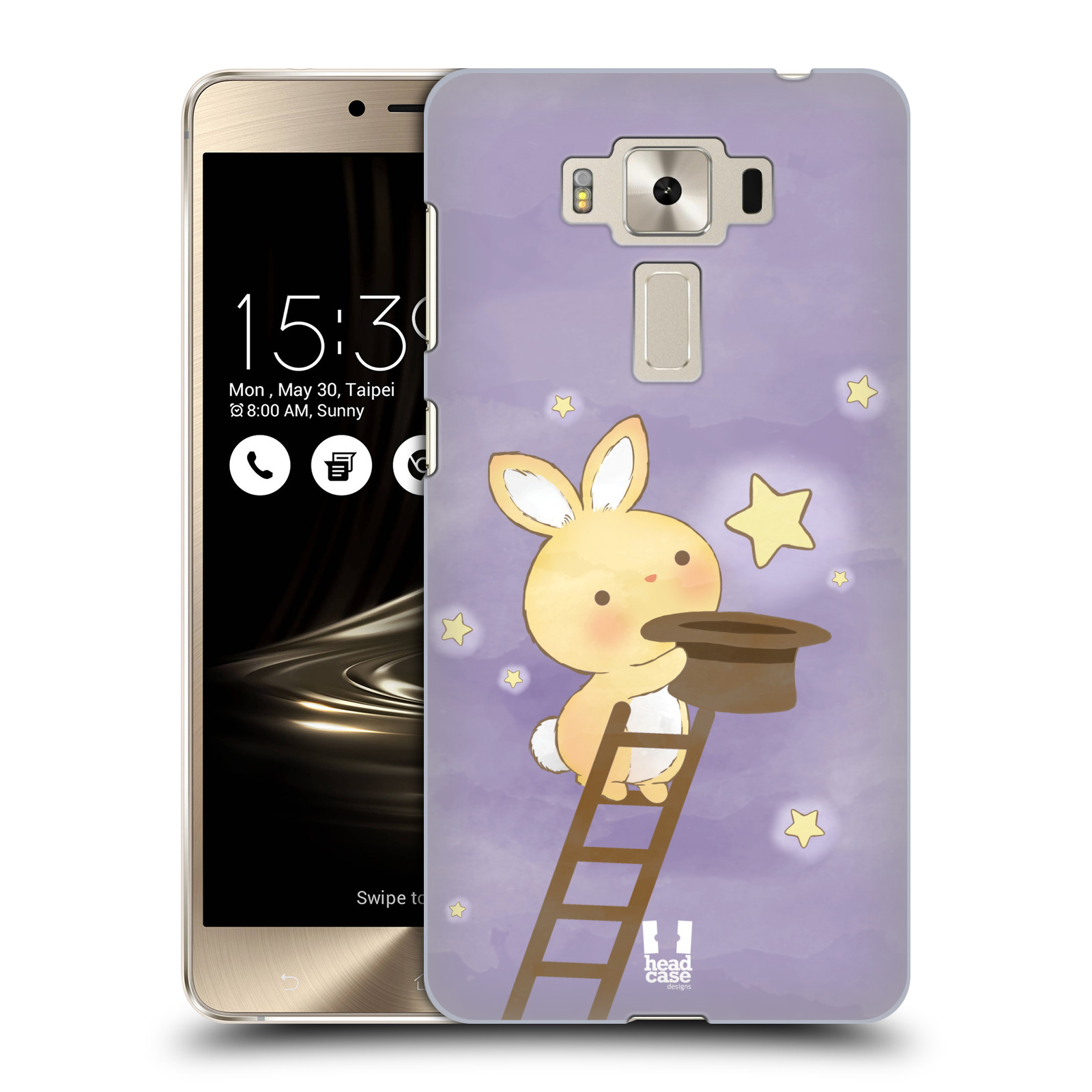 HEAD CASE plastový obal na mobil Asus Zenfone 3 DELUXE ZS550KL vzor králíček a hvězdy fialová