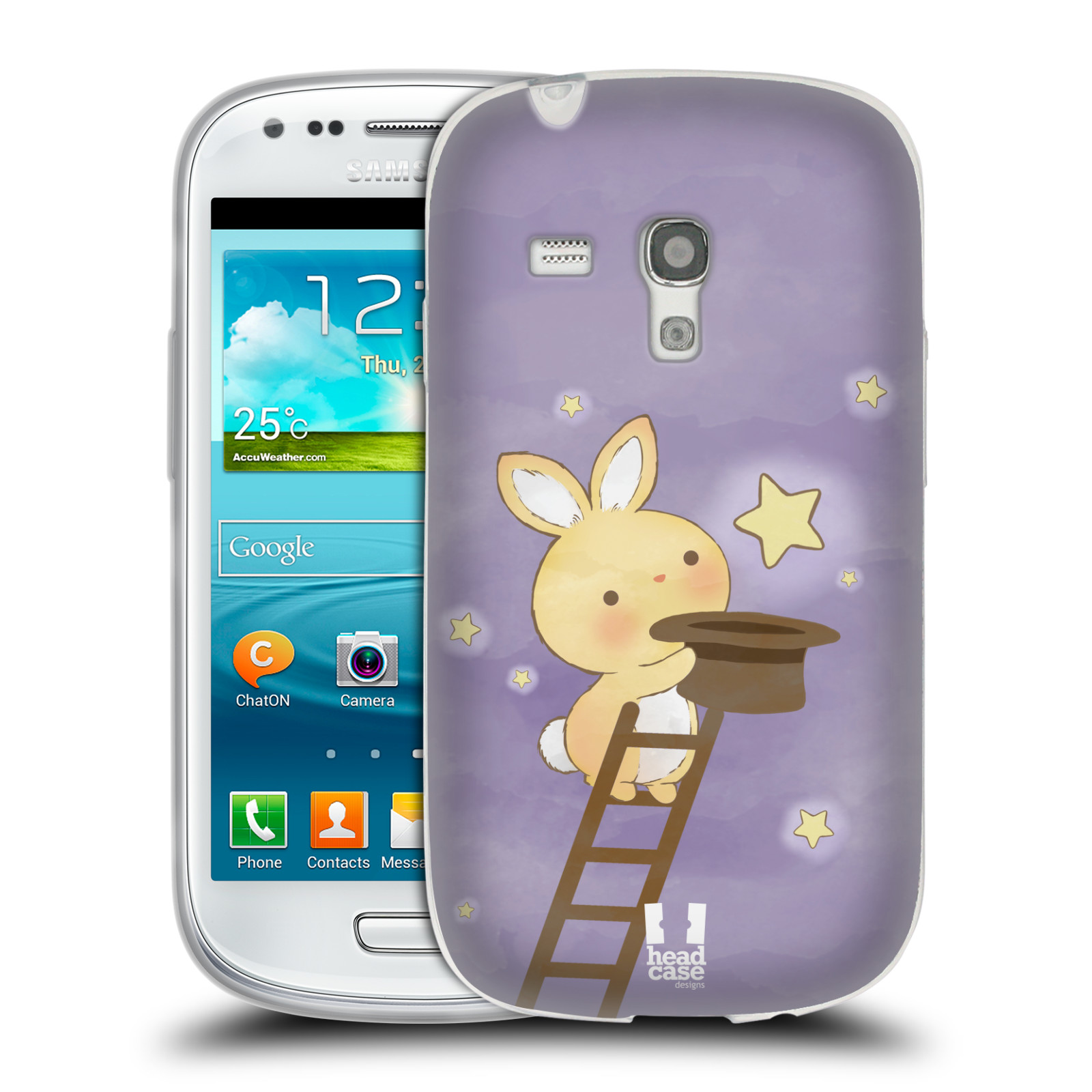 HEAD CASE silikonový obal na mobil Samsung Galaxy S3 MINI i8190 vzor králíček a hvězdy fialová
