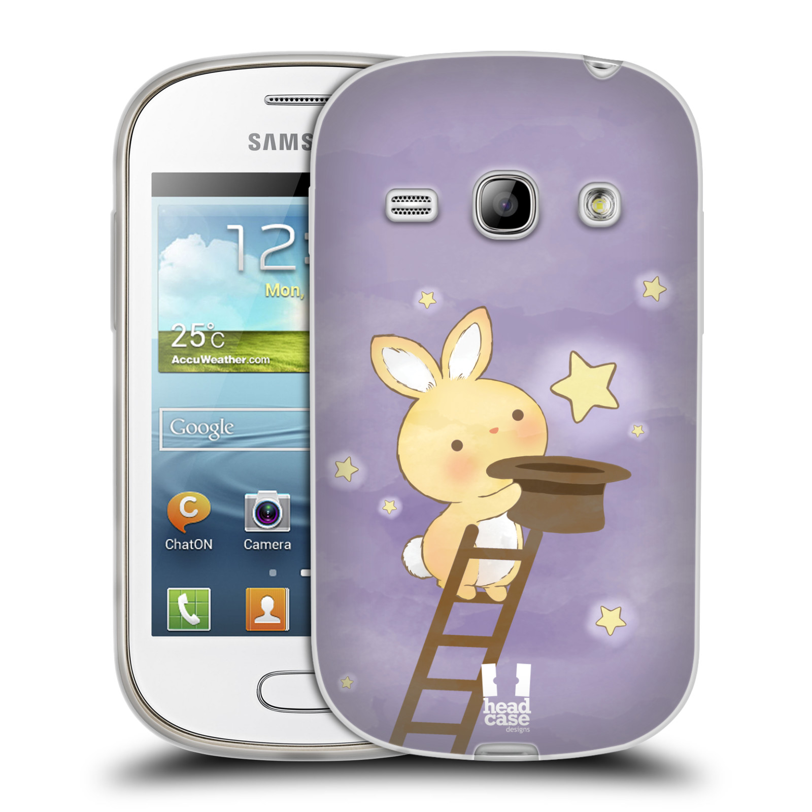 HEAD CASE silikonový obal na mobil Samsung Galaxy FAME vzor králíček a hvězdy fialová