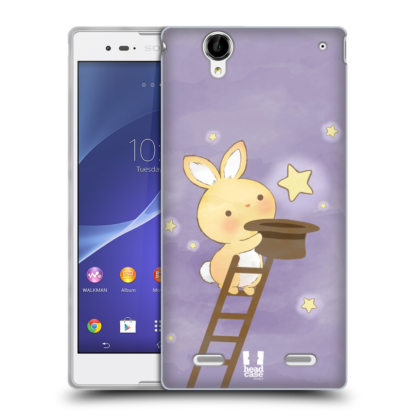 HEAD CASE silikonový obal na mobil Sony Xperia T2 Ultra/T2 Ultra DUAL SIM vzor králíček a hvězdy fialová