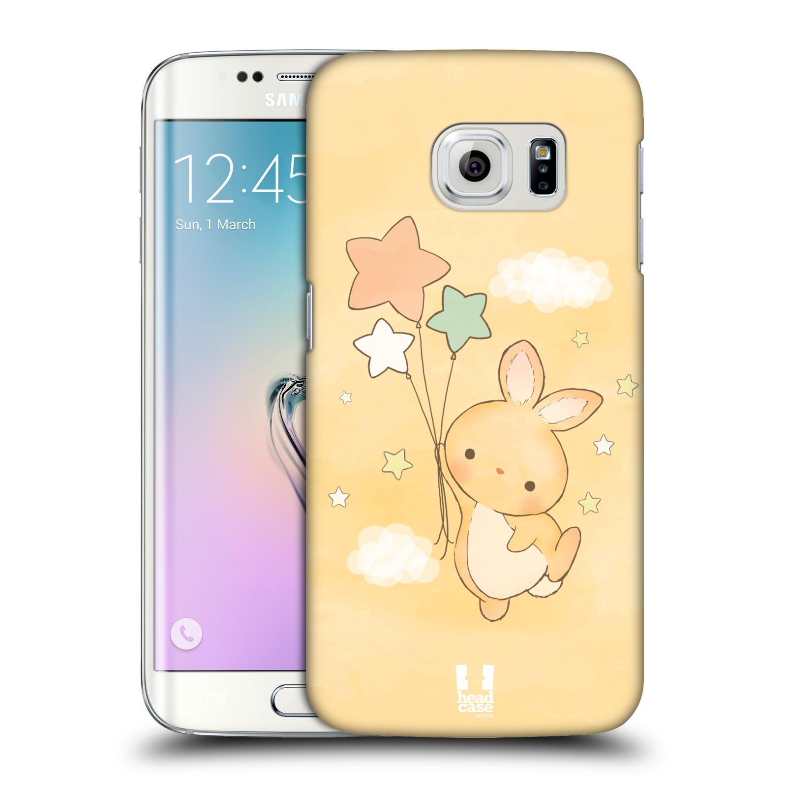 HEAD CASE plastový obal na mobil SAMSUNG Galaxy S6 EDGE (G9250, G925, G925F) vzor králíček a hvězdy žlutá