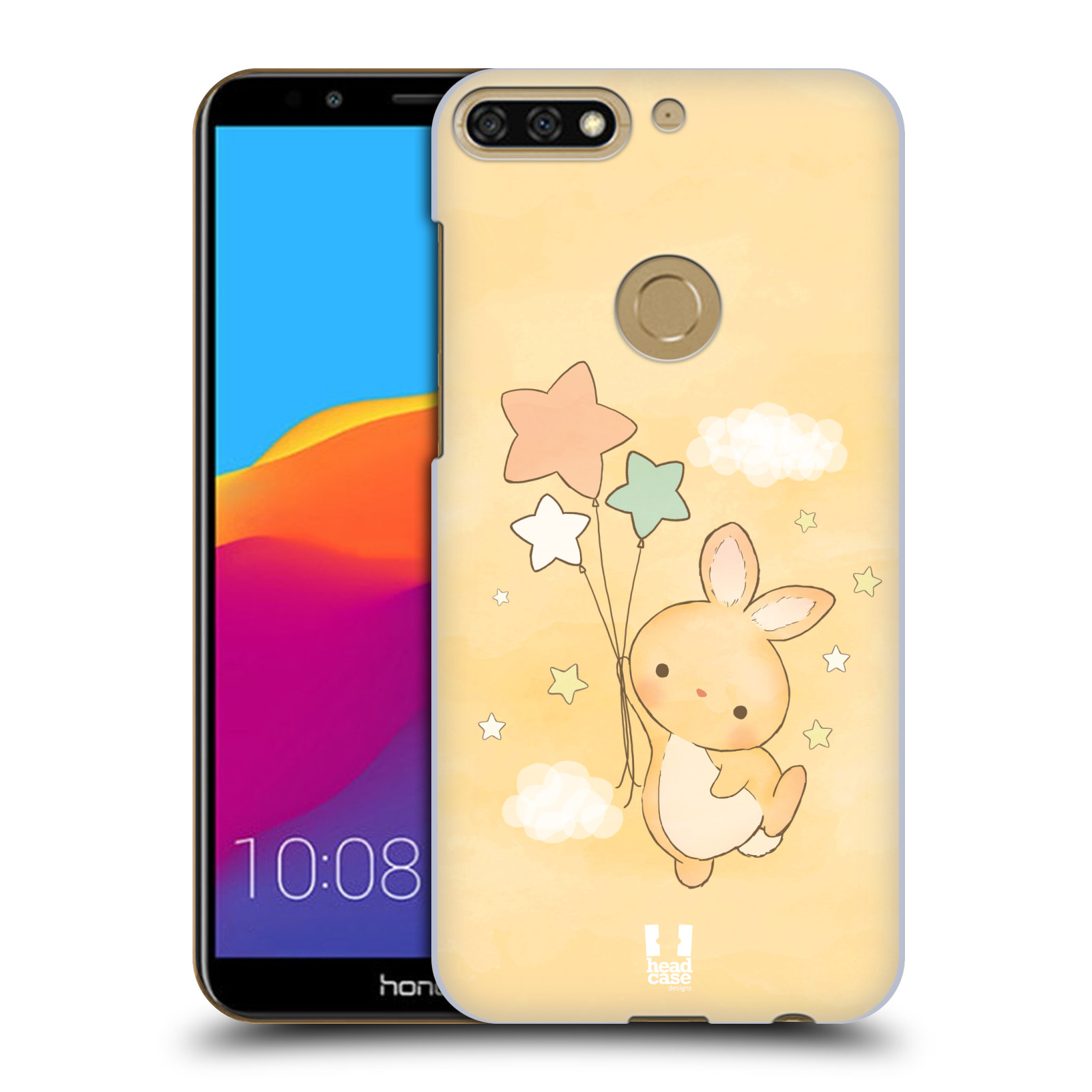 HEAD CASE plastový obal na mobil Honor 7c vzor králíček a hvězdy žlutá