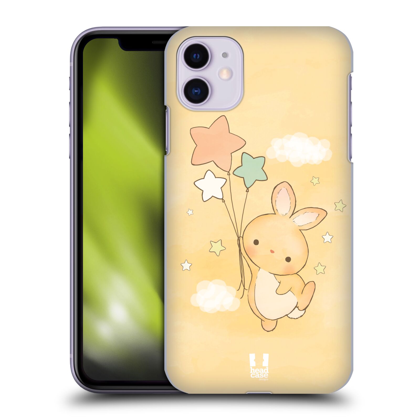 Pouzdro na mobil Apple Iphone 11 - HEAD CASE - vzor králíček a hvězdy žlutá