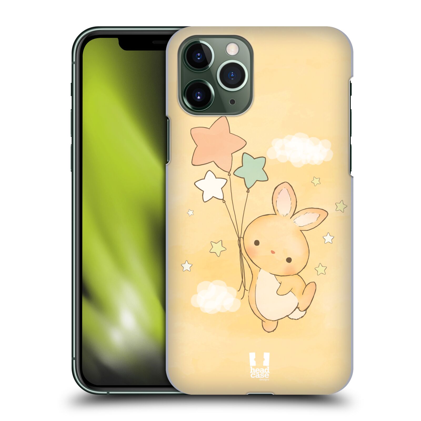Pouzdro na mobil Apple Iphone 11 PRO - HEAD CASE - vzor králíček a hvězdy žlutá