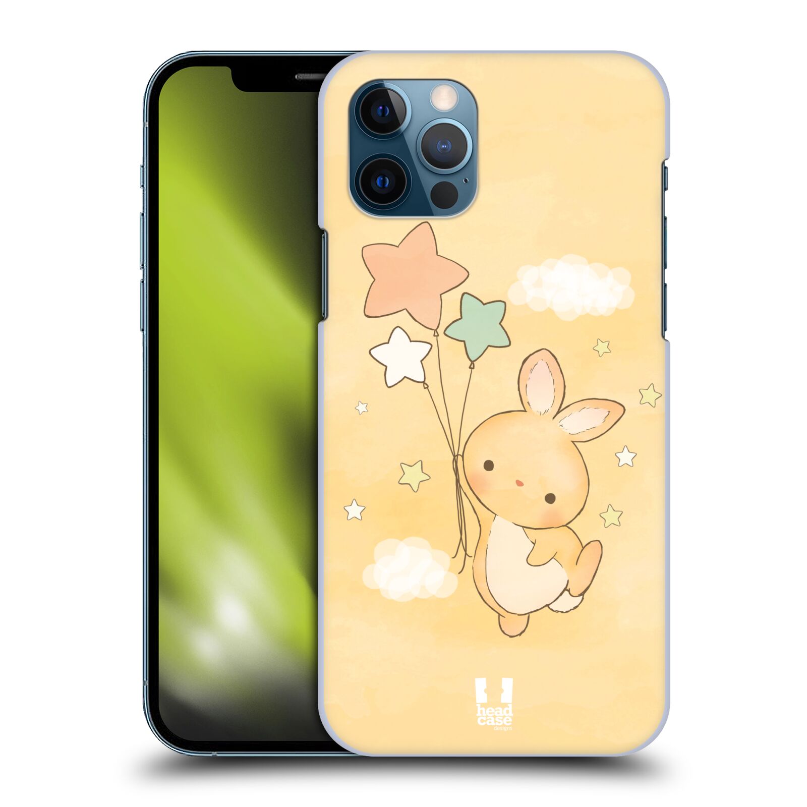 HEAD CASE plastový obal na mobil Apple Iphone 12 / Iphone 12 PRO vzor králíček a hvězdy žlutá