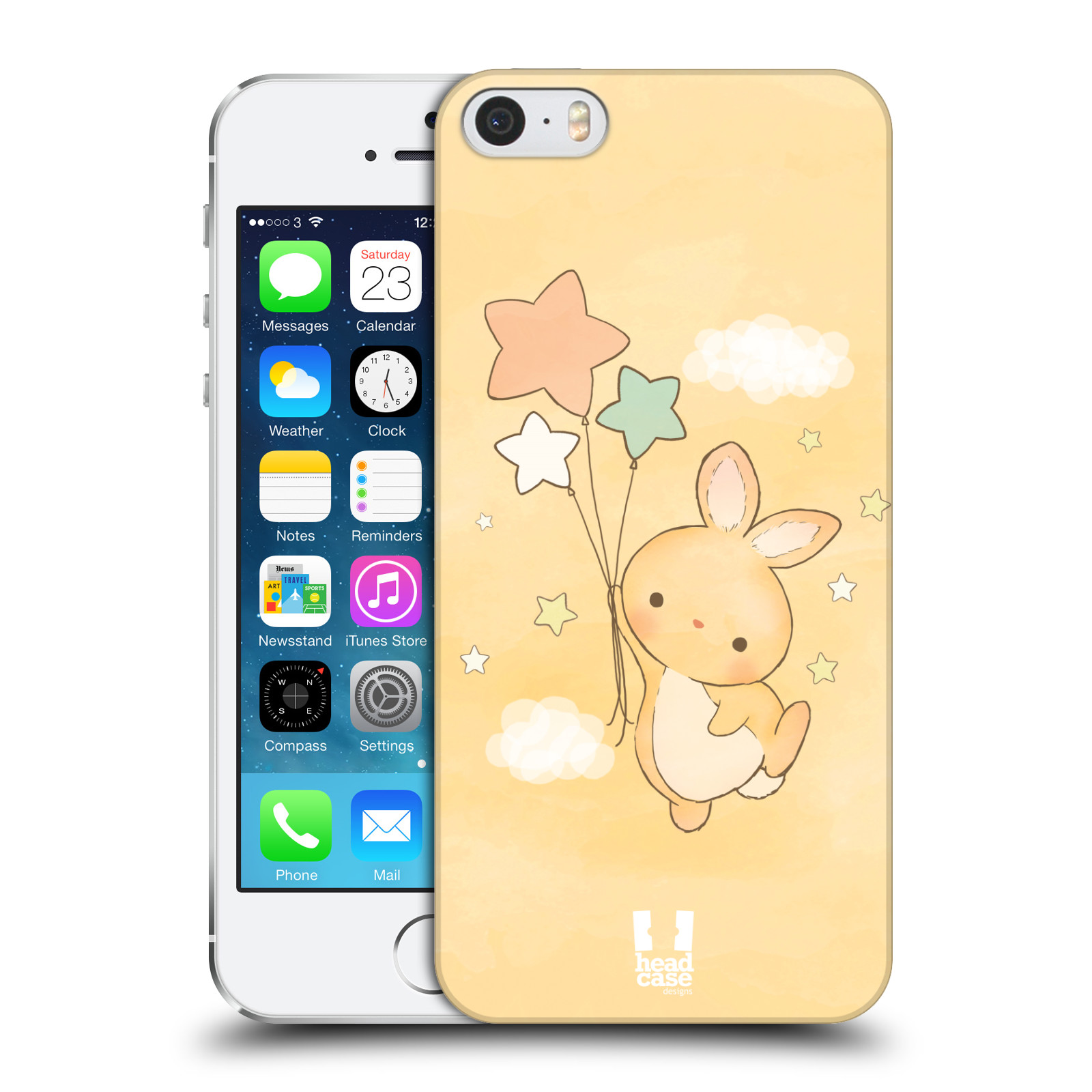 Plastové pouzdro pro mobil Apple Iphone 5 / 5S / SE vzor králíček a hvězdy žlutá