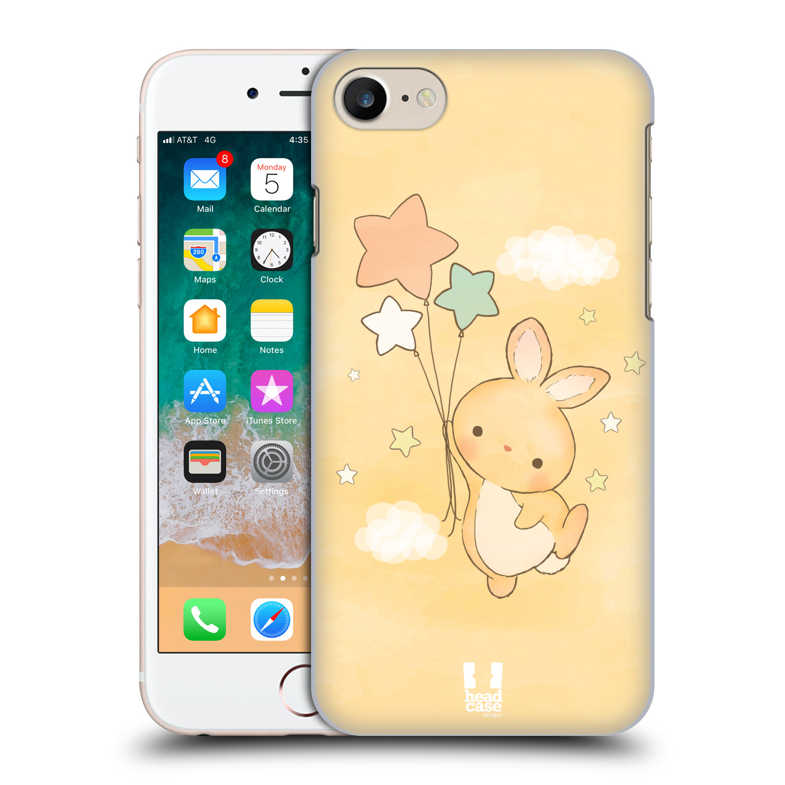HEAD CASE plastový obal na mobil Apple Iphone 7 vzor králíček a hvězdy žlutá