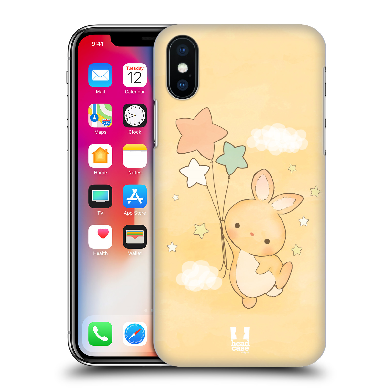 HEAD CASE plastový obal na mobil Apple Iphone X / XS vzor králíček a hvězdy žlutá
