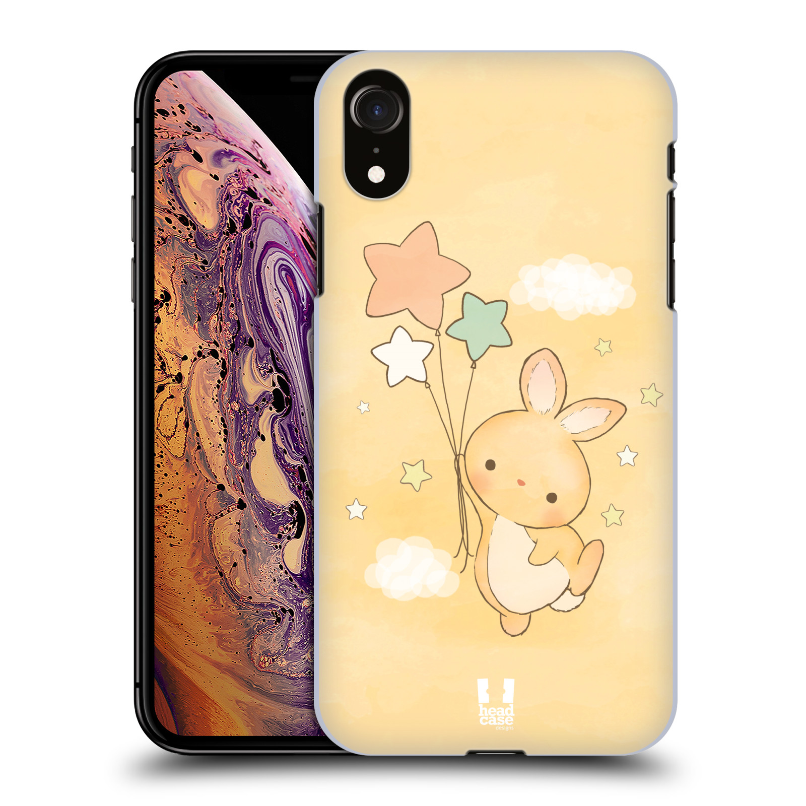HEAD CASE plastový obal na mobil Apple Iphone XR vzor králíček a hvězdy žlutá