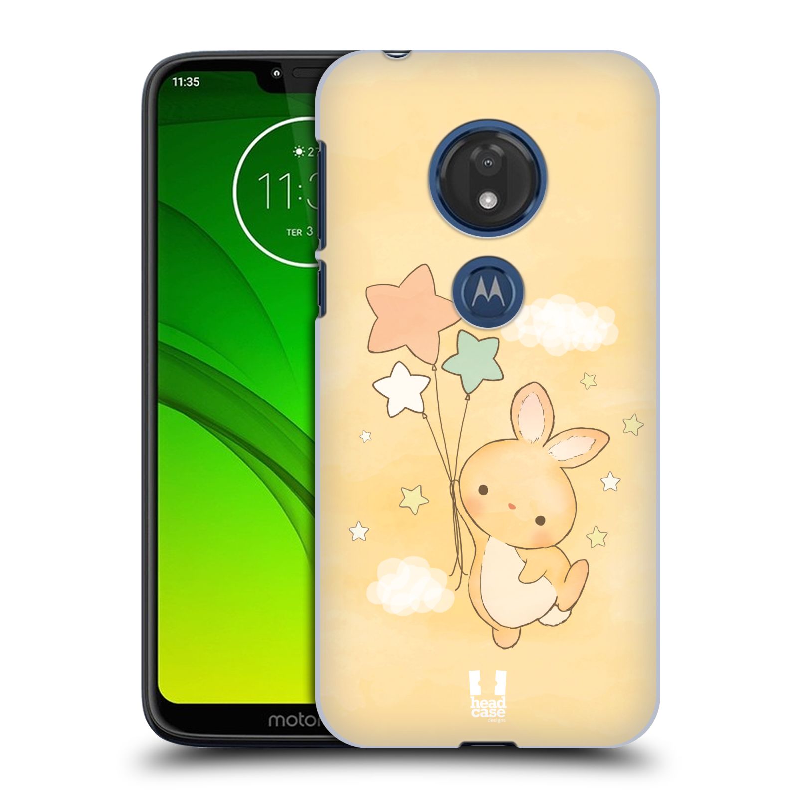 Pouzdro na mobil Motorola Moto G7 Play vzor králíček a hvězdy žlutá