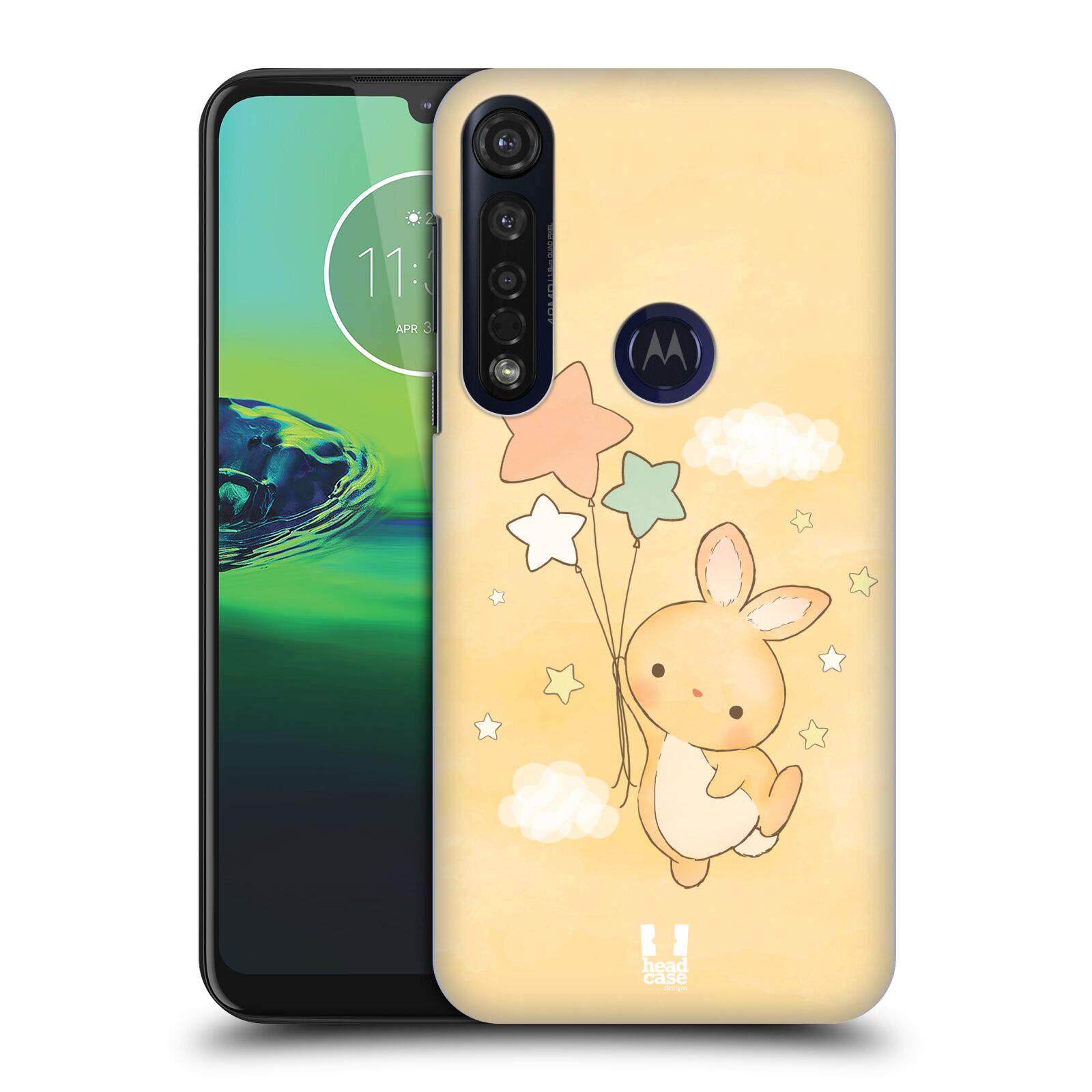 Pouzdro na mobil Motorola Moto G8 PLUS - HEAD CASE - vzor králíček a hvězdy žlutá