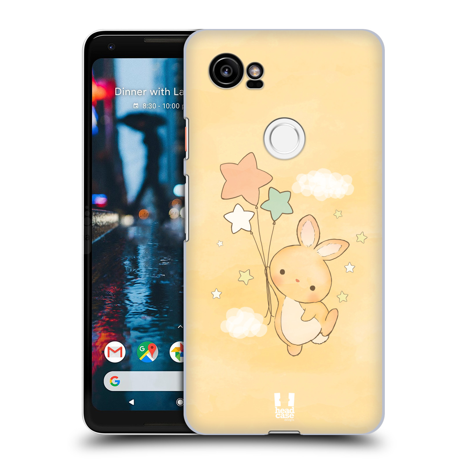 HEAD CASE plastový obal na mobil Google Pixel 2 XL vzor králíček a hvězdy žlutá
