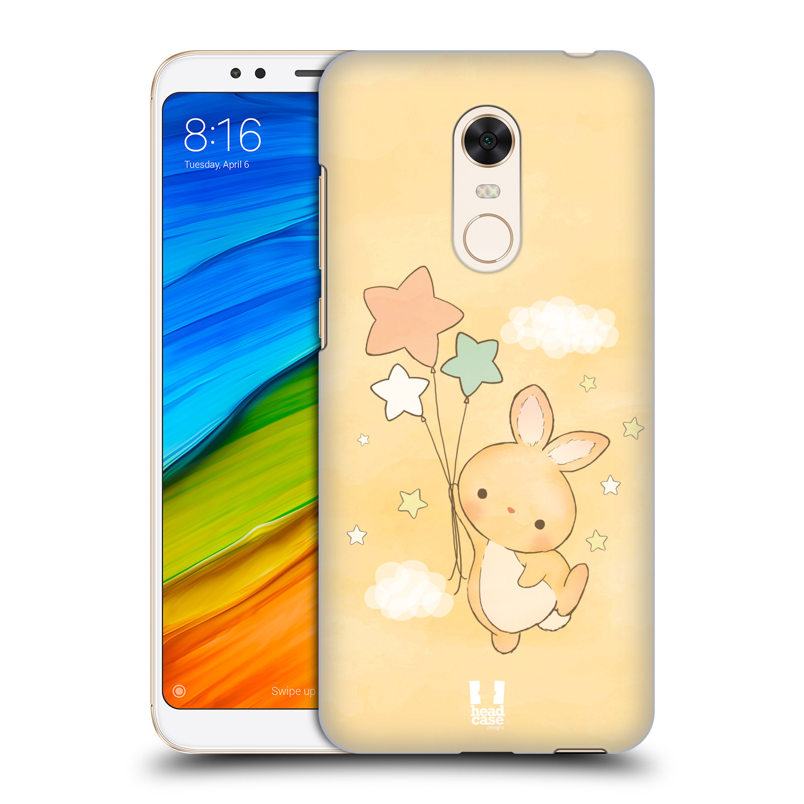 HEAD CASE plastový obal na mobil Xiaomi Redmi 5 PLUS vzor králíček a hvězdy žlutá