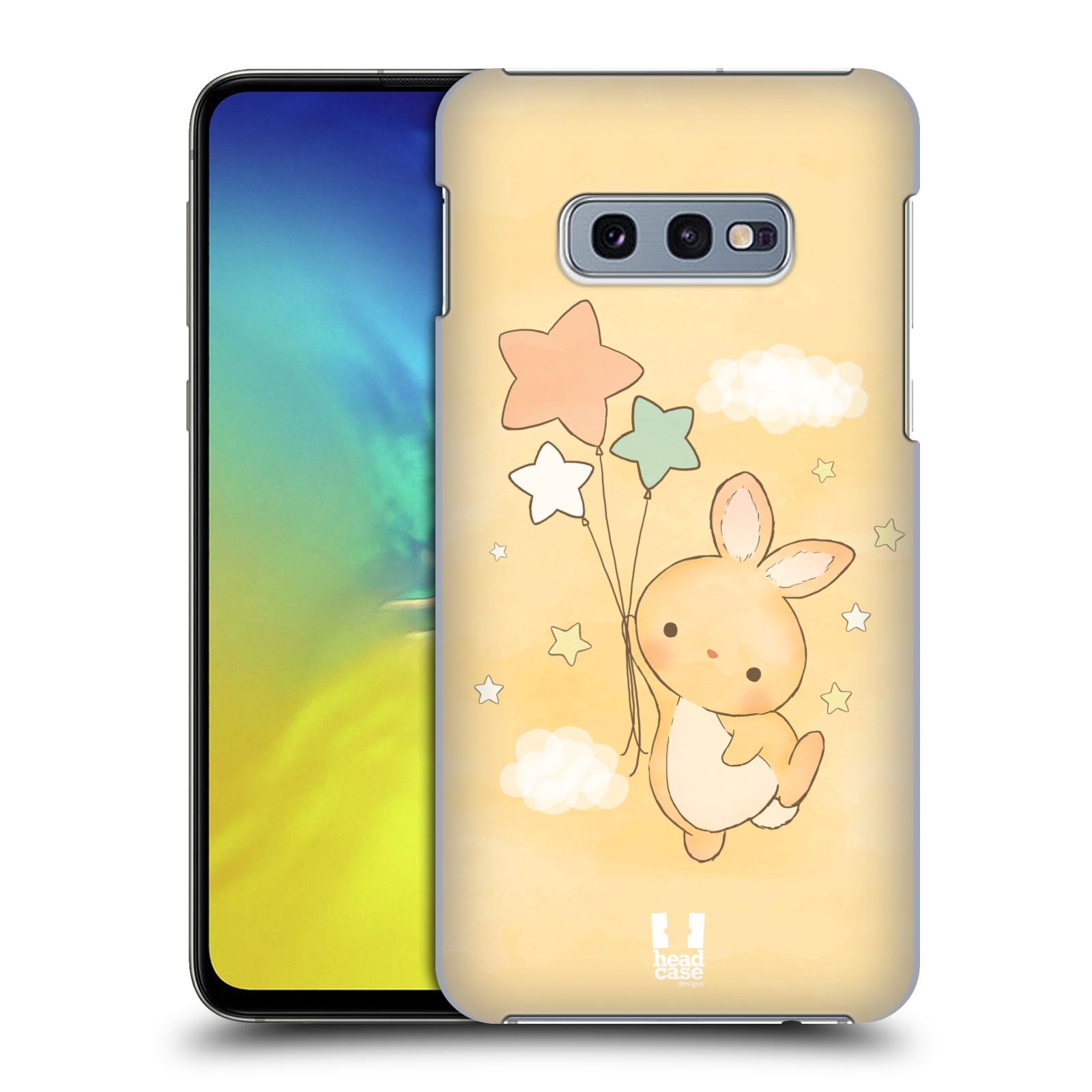 Pouzdro na mobil Samsung Galaxy S10e - HEAD CASE - vzor králíček a hvězdy žlutá