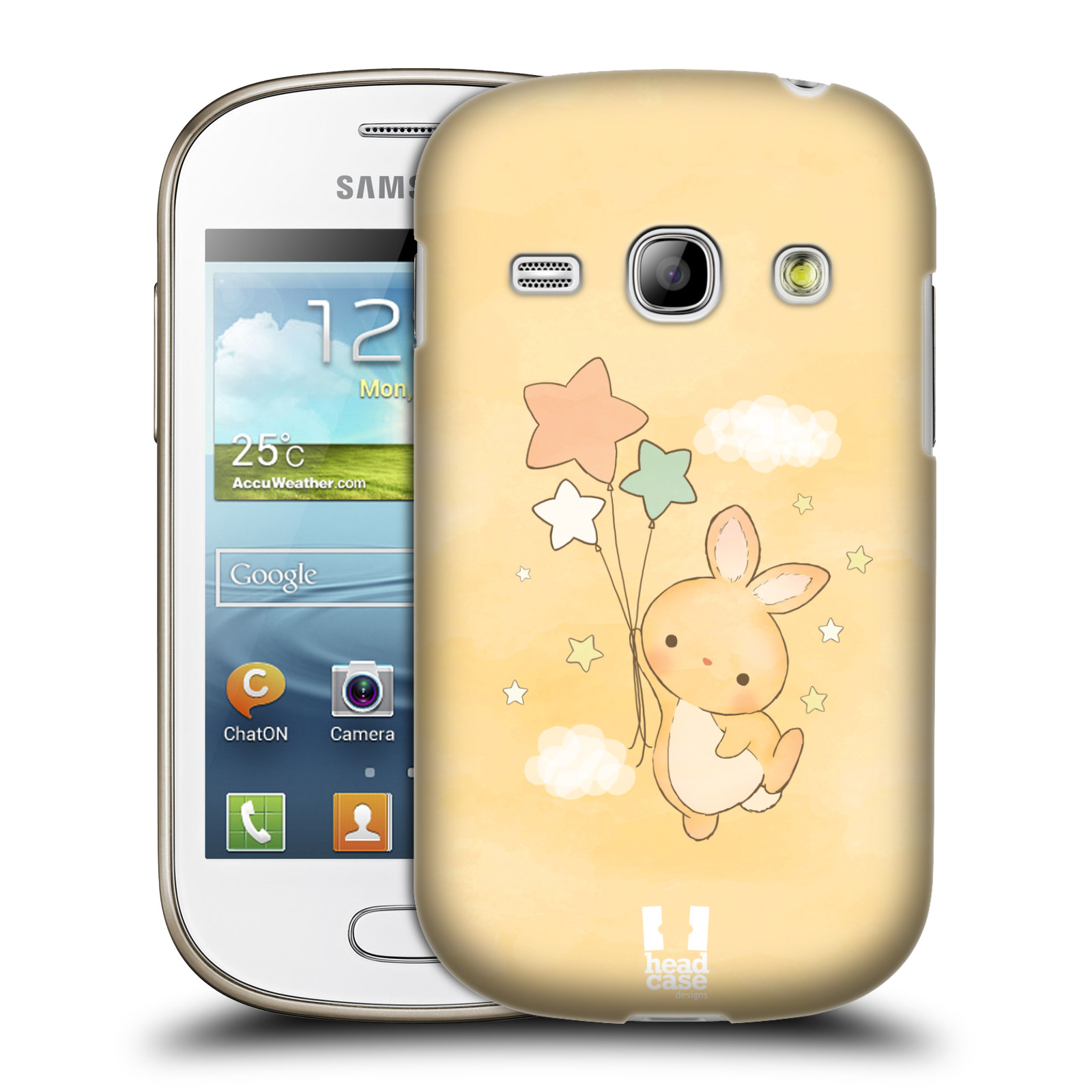 HEAD CASE plastový obal na mobil SAMSUNG GALAXY FAME (S6810) vzor králíček a hvězdy žlutá