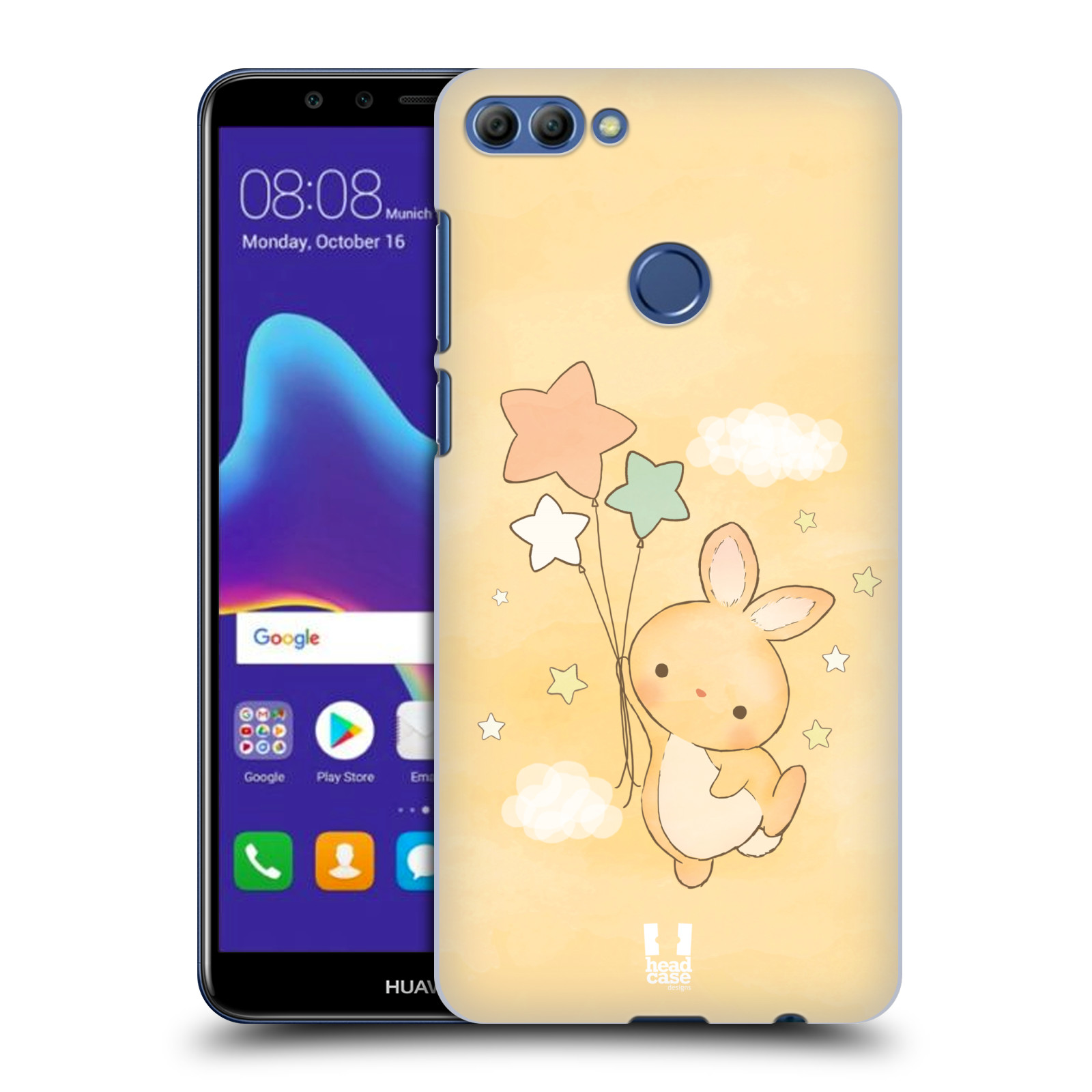 HEAD CASE plastový obal na mobil Huawei Y9 2018 vzor králíček a hvězdy žlutá