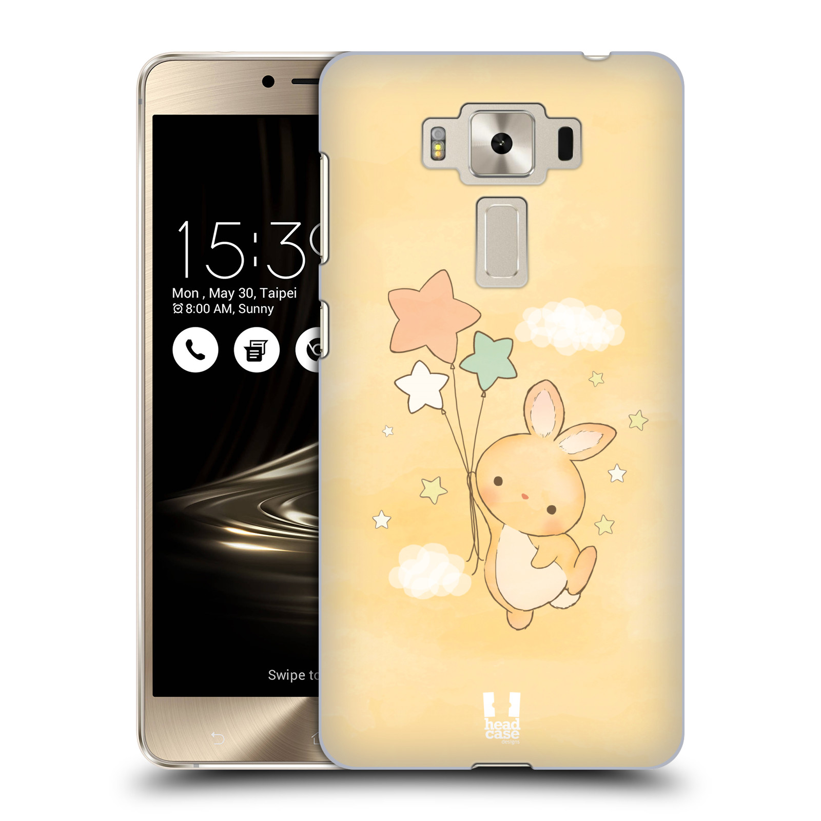 HEAD CASE plastový obal na mobil Asus Zenfone 3 DELUXE ZS550KL vzor králíček a hvězdy žlutá