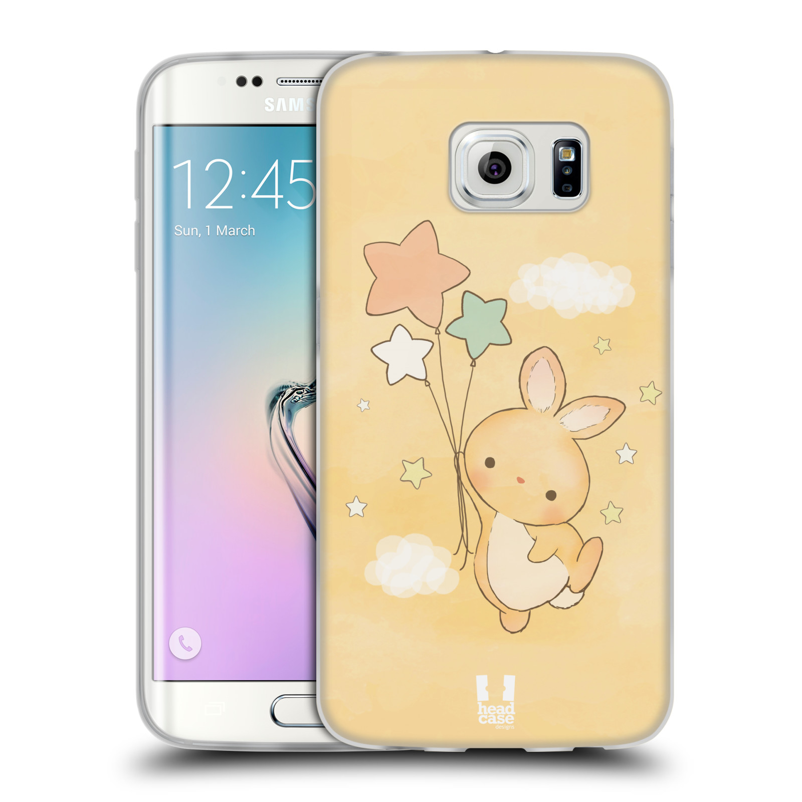HEAD CASE silikonový obal na mobil Samsung Galaxy S6 EDGE vzor králíček a hvězdy žlutá