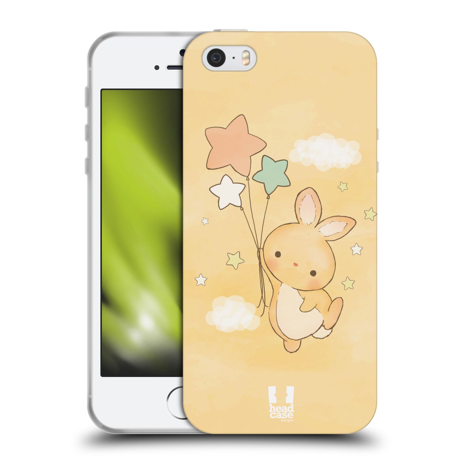 HEAD CASE silikonový obal na mobil Apple Iphone SE vzor králíček a hvězdy žlutá
