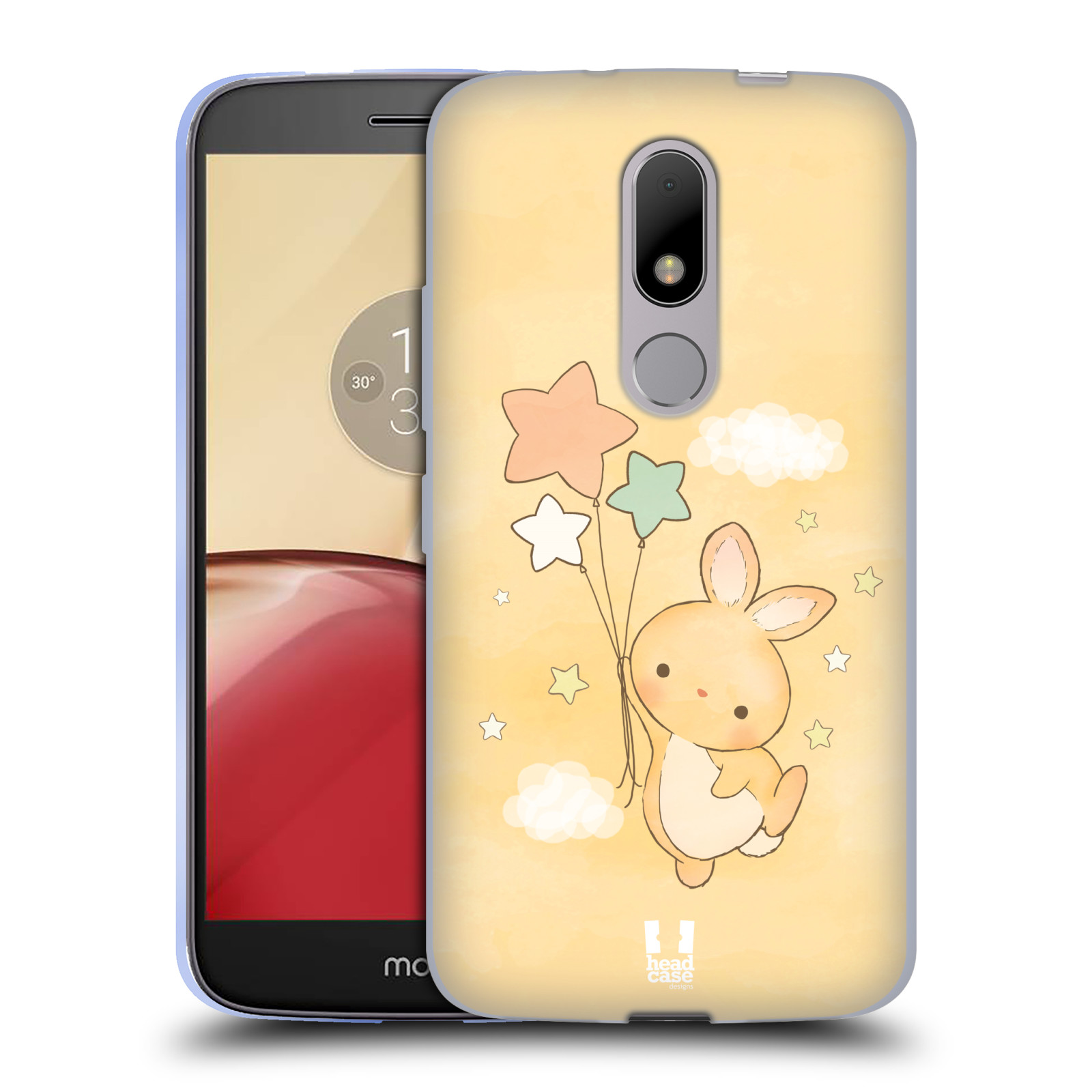 HEAD CASE silikonový obal na mobil Lenovo Moto M vzor králíček a hvězdy žlutá