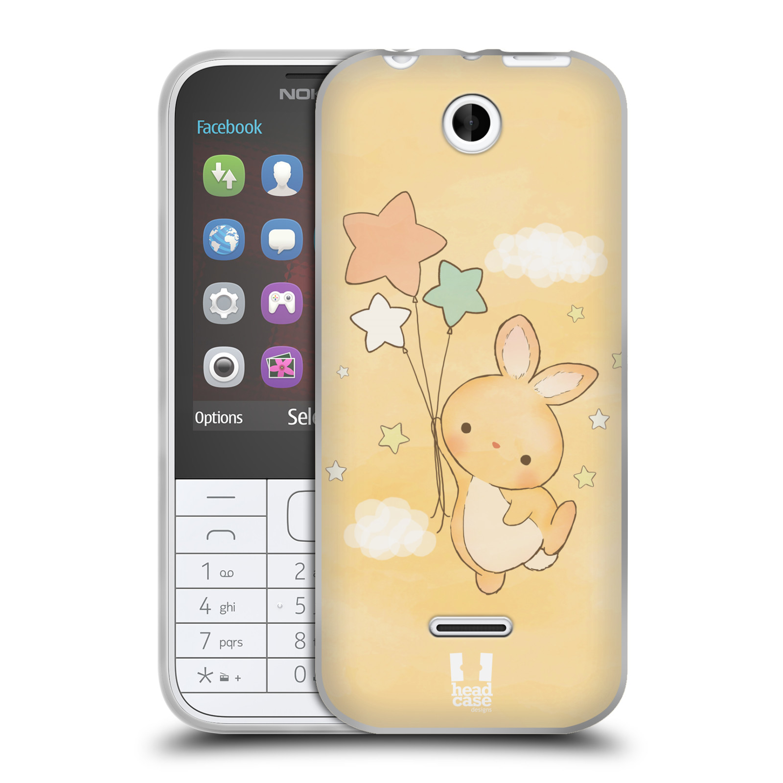 HEAD CASE silikonový obal na mobil NOKIA 225 / NOKIA 225 DUAL SIM vzor králíček a hvězdy žlutá