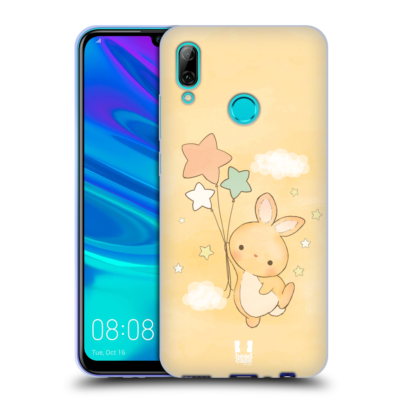Pouzdro na mobil Huawei P Smart 2019 / Honor 10 LITE vzor králíček a hvězdy žlutá