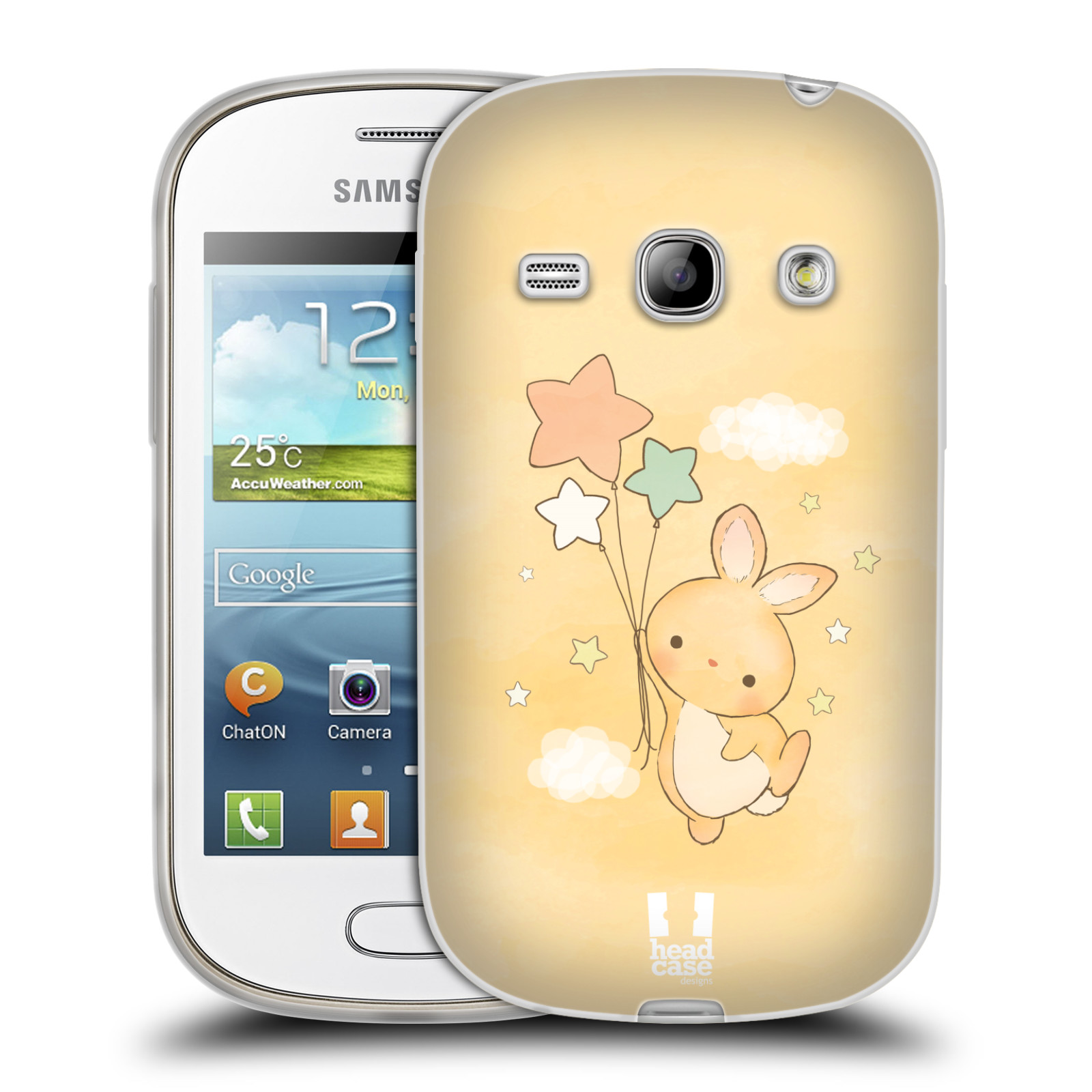 HEAD CASE silikonový obal na mobil Samsung Galaxy FAME vzor králíček a hvězdy žlutá