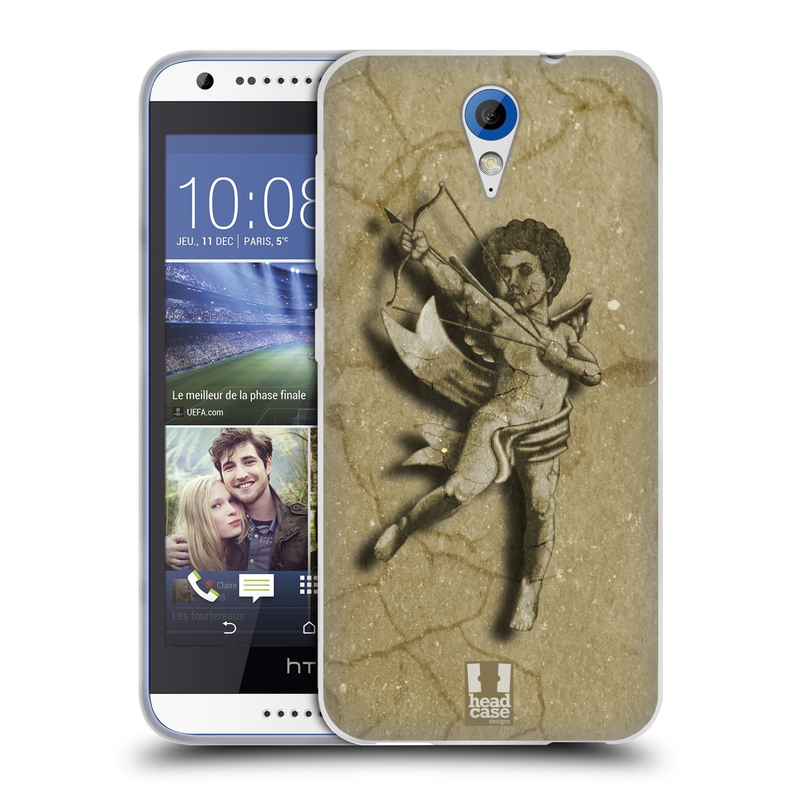 HEAD CASE silikonový obal na mobil HTC DESIRE 620 vzor Andělé z kamene LANCELOT