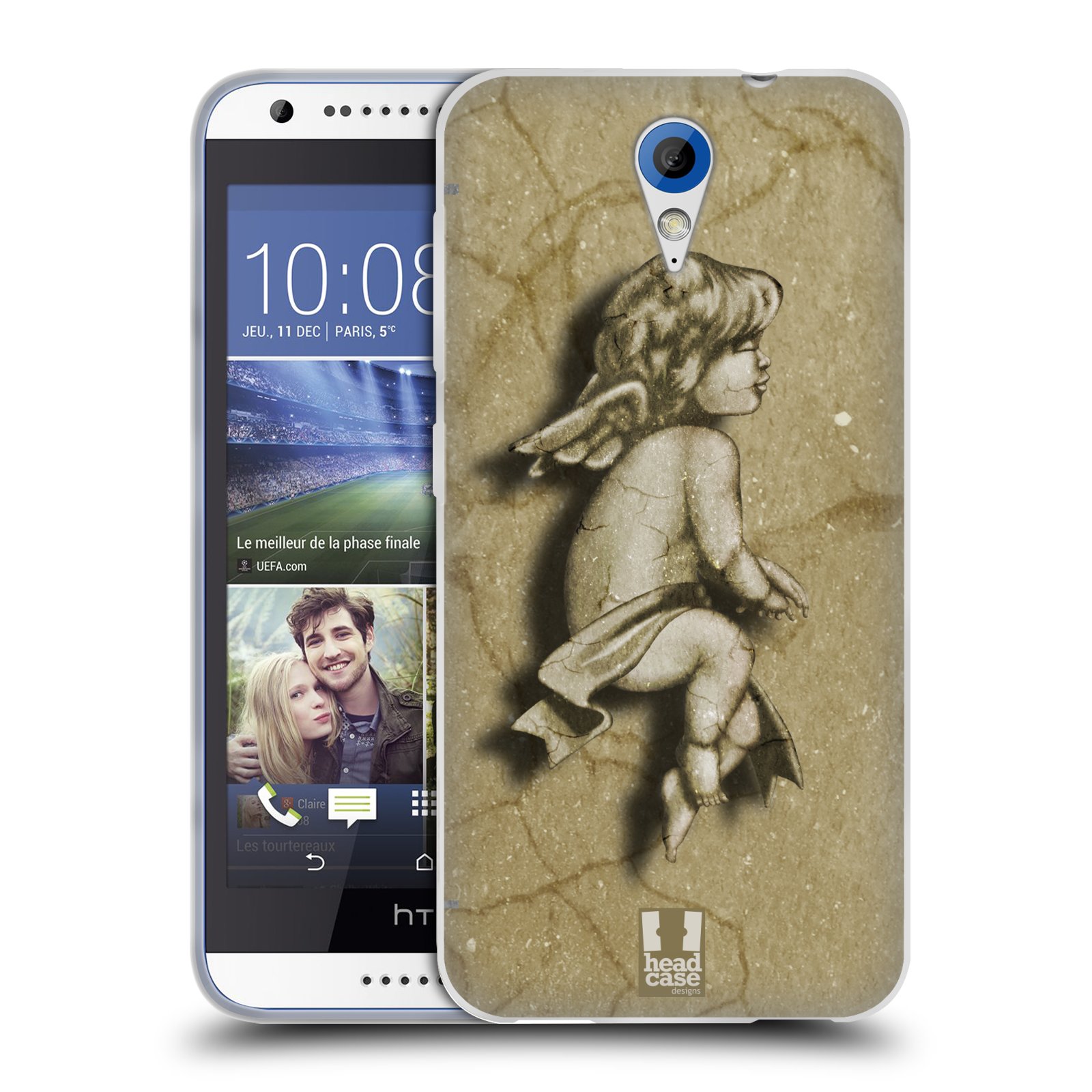 HEAD CASE silikonový obal na mobil HTC DESIRE 620 vzor Andělé z kamene LAZAR