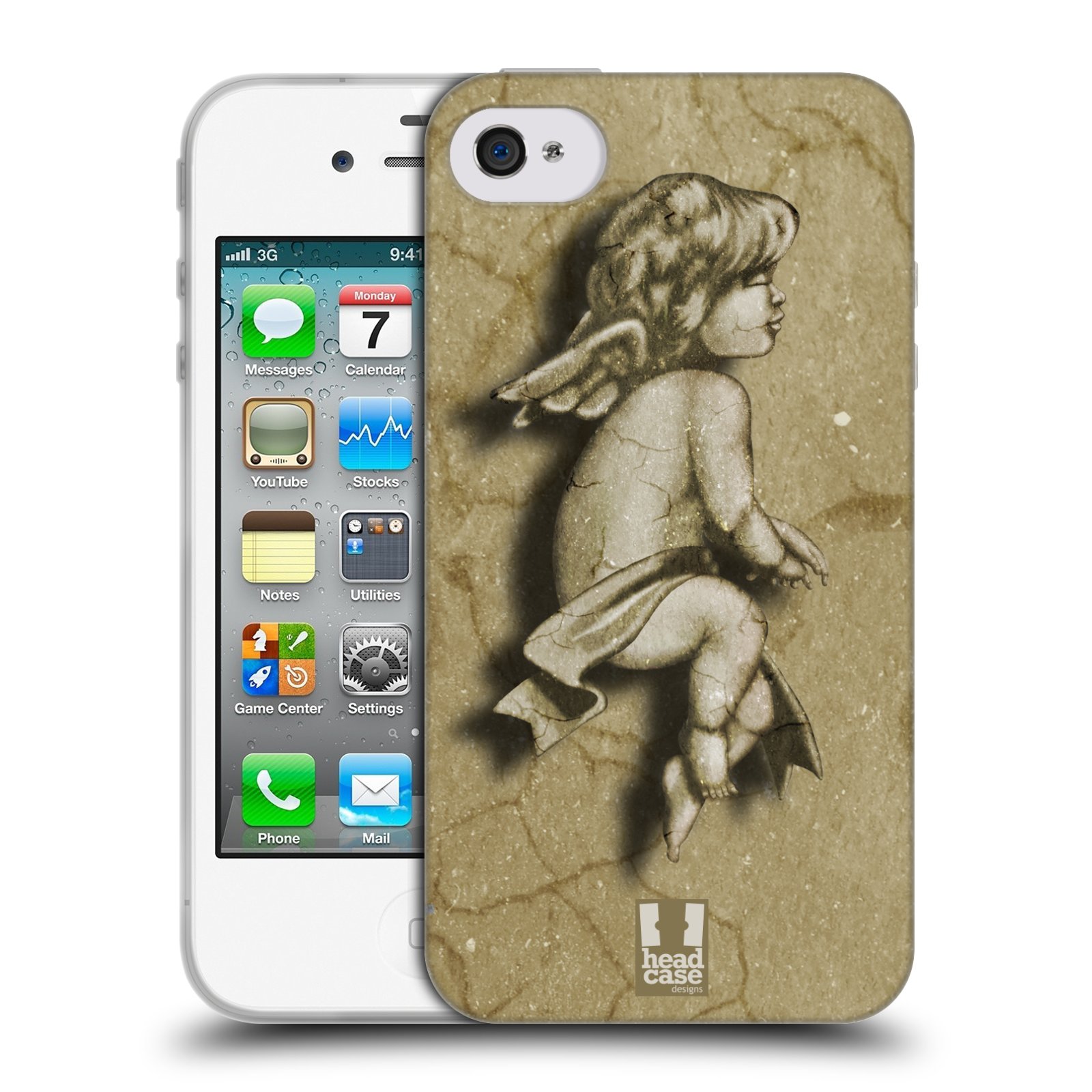 HEAD CASE silikonový obal na mobil Apple Iphone 4/4S vzor Andělé z kamene LAZAR