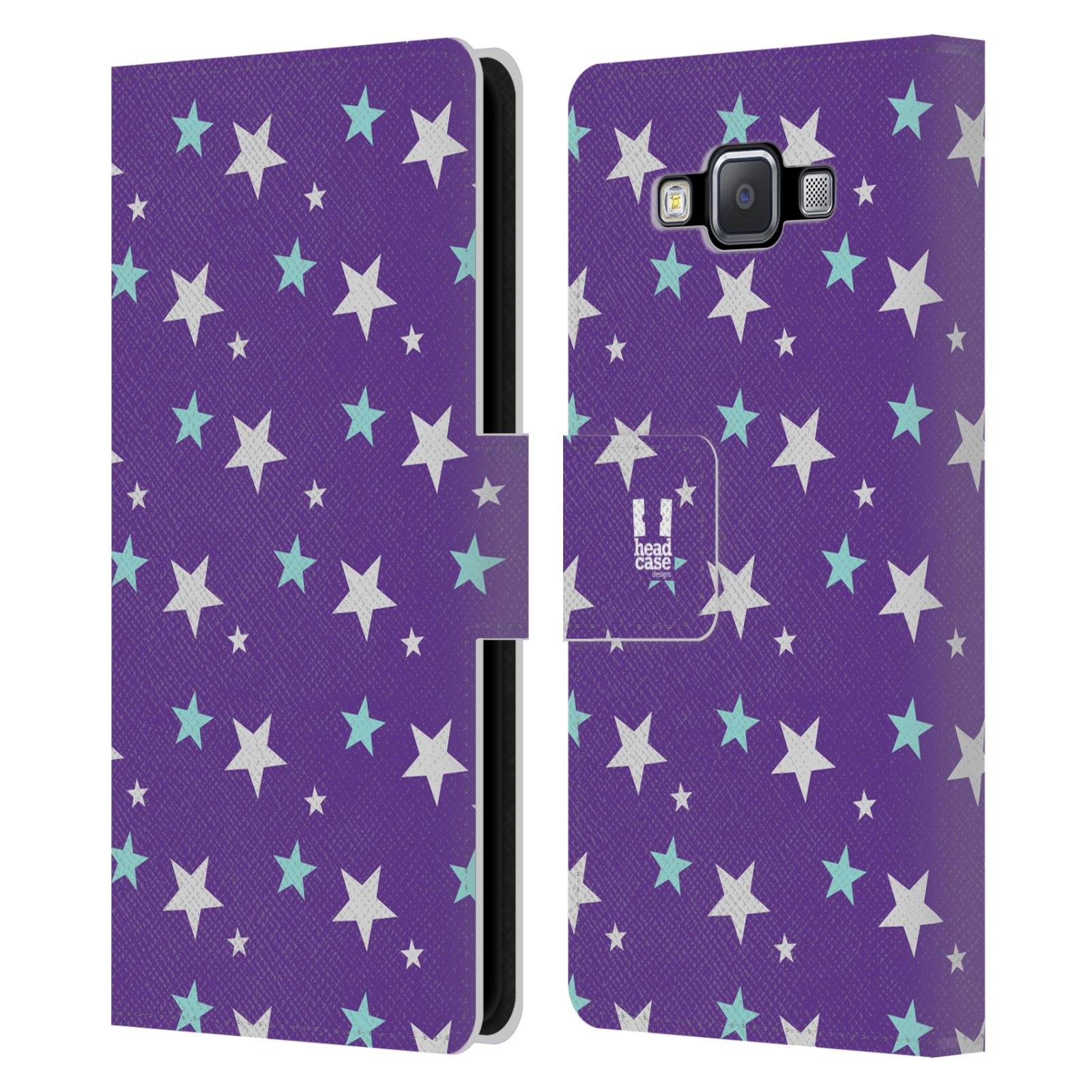 HEAD CASE Flipové pouzdro pro mobil Samsung Galaxy A5 vzor hvězdičky fialová