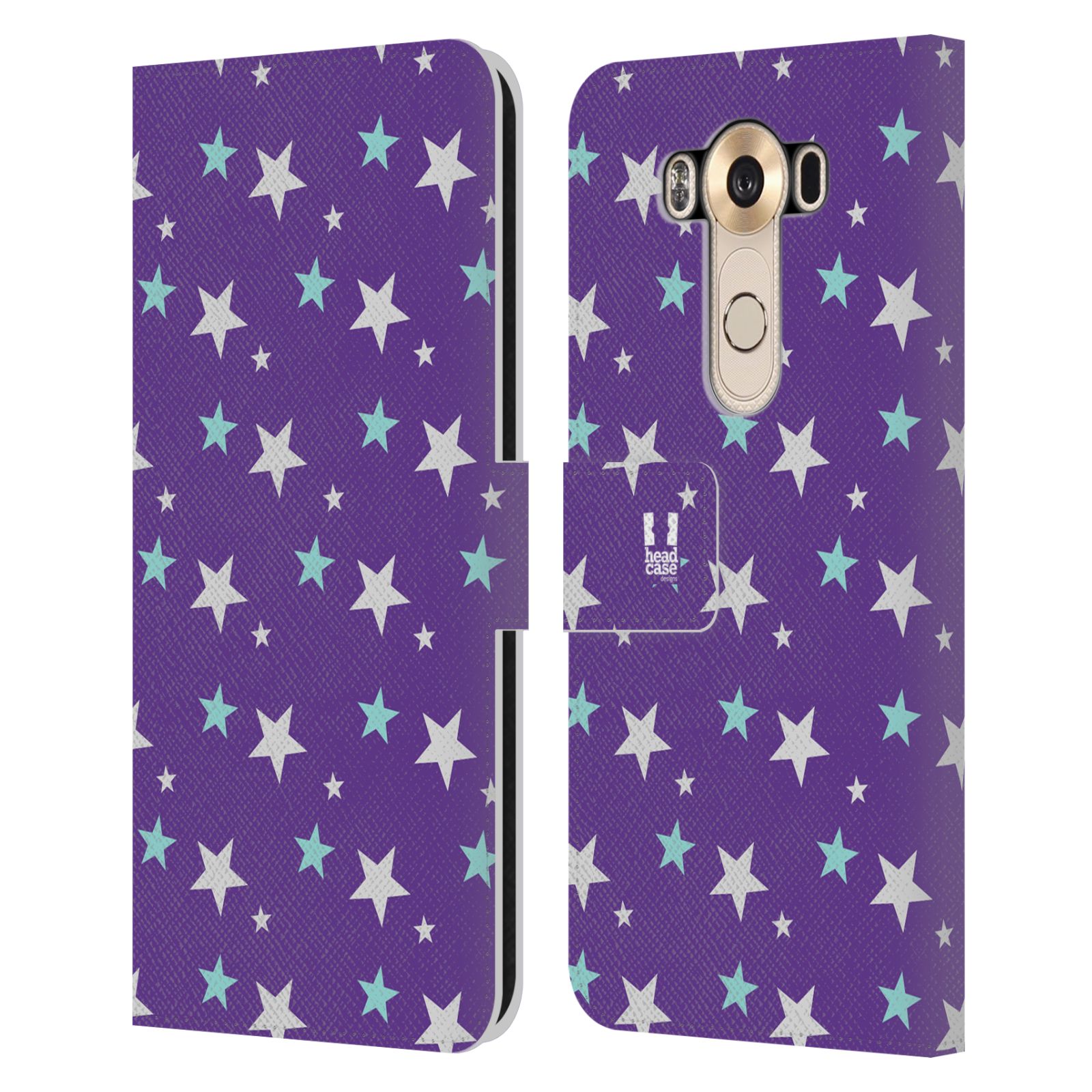 HEAD CASE Flipové pouzdro pro mobil LG V10 vzor hvězdičky fialová