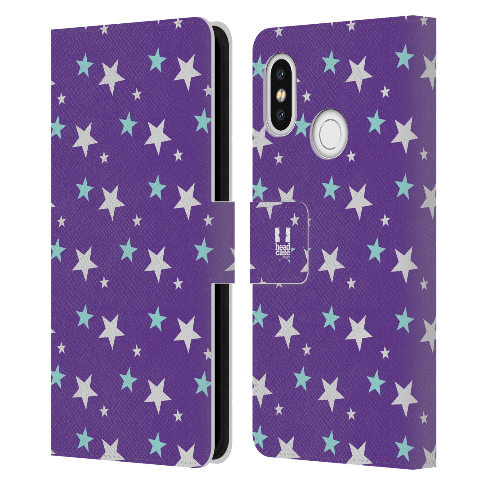 HEAD CASE Flipové pouzdro pro mobil Xiaomi Mi 8 vzor hvězdičky fialová