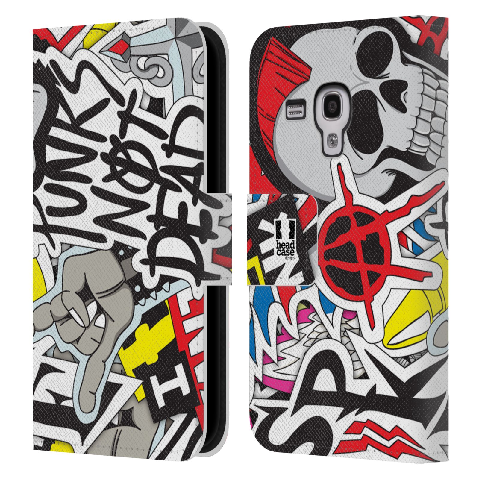 HEAD CASE Flipové pouzdro pro mobil Samsung Galaxy S3 MINI vzor STICKER nálepky PUNK IS NOT DEAD