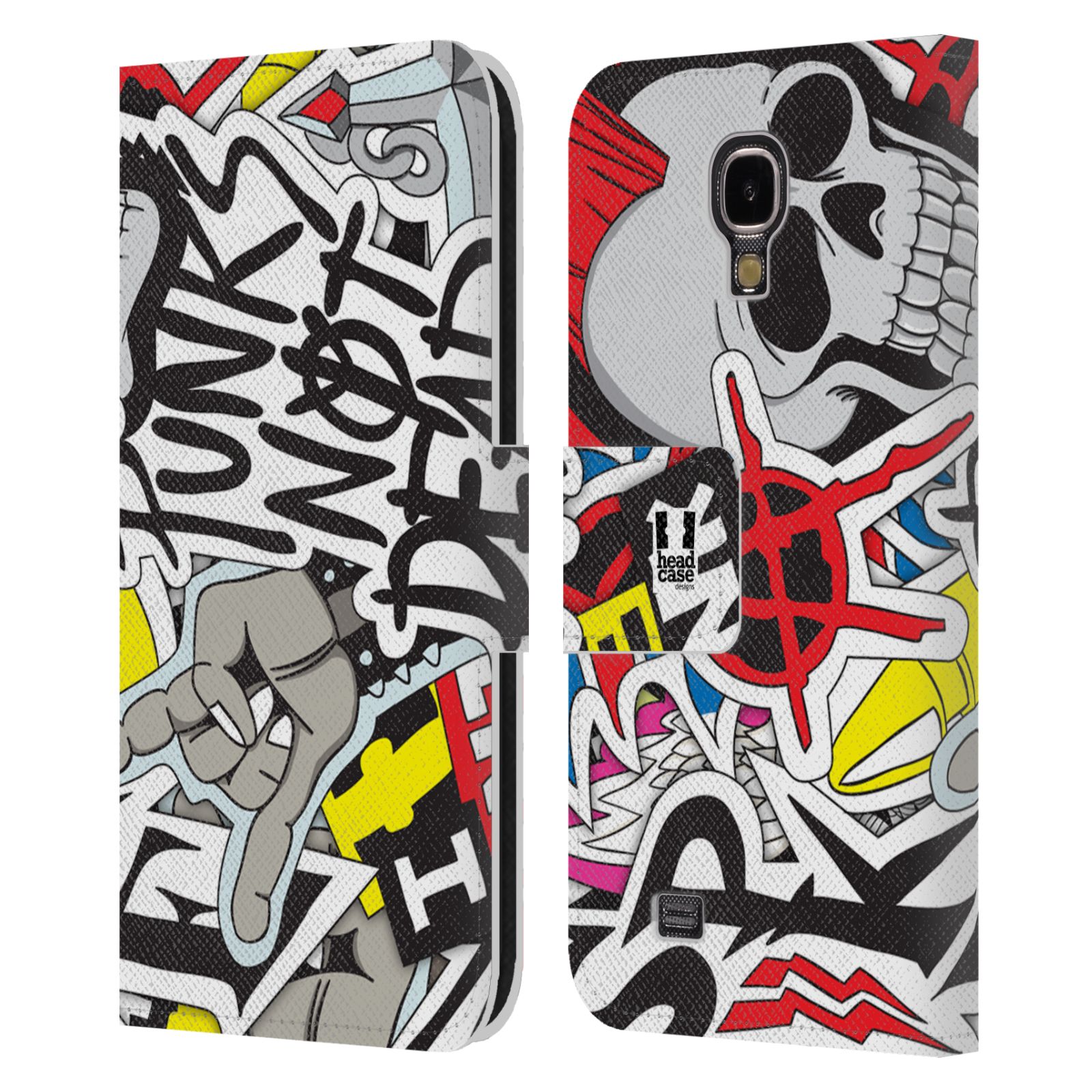 HEAD CASE Flipové pouzdro pro mobil Samsung Galaxy S4 vzor STICKER nálepky PUNK IS NOT DEAD