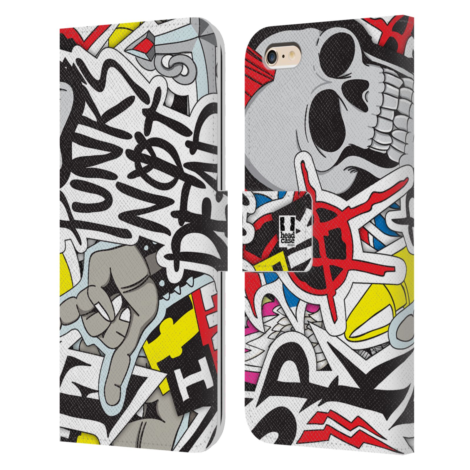 HEAD CASE Flipové pouzdro pro mobil Apple Iphone 6 PLUS / 6S PLUS vzor STICKER nálepky PUNK IS NOT DEAD