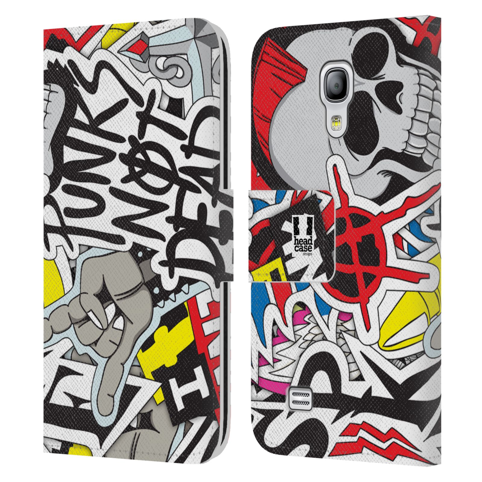 HEAD CASE Flipové pouzdro pro mobil Samsung Galaxy S4 MINI / S4 MINI DUOS vzor STICKER nálepky PUNK IS NOT DEAD